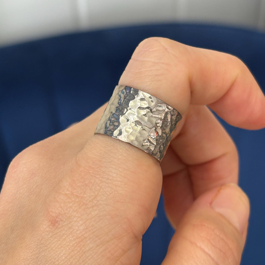 Sterling Silver Hammered Band Ring
