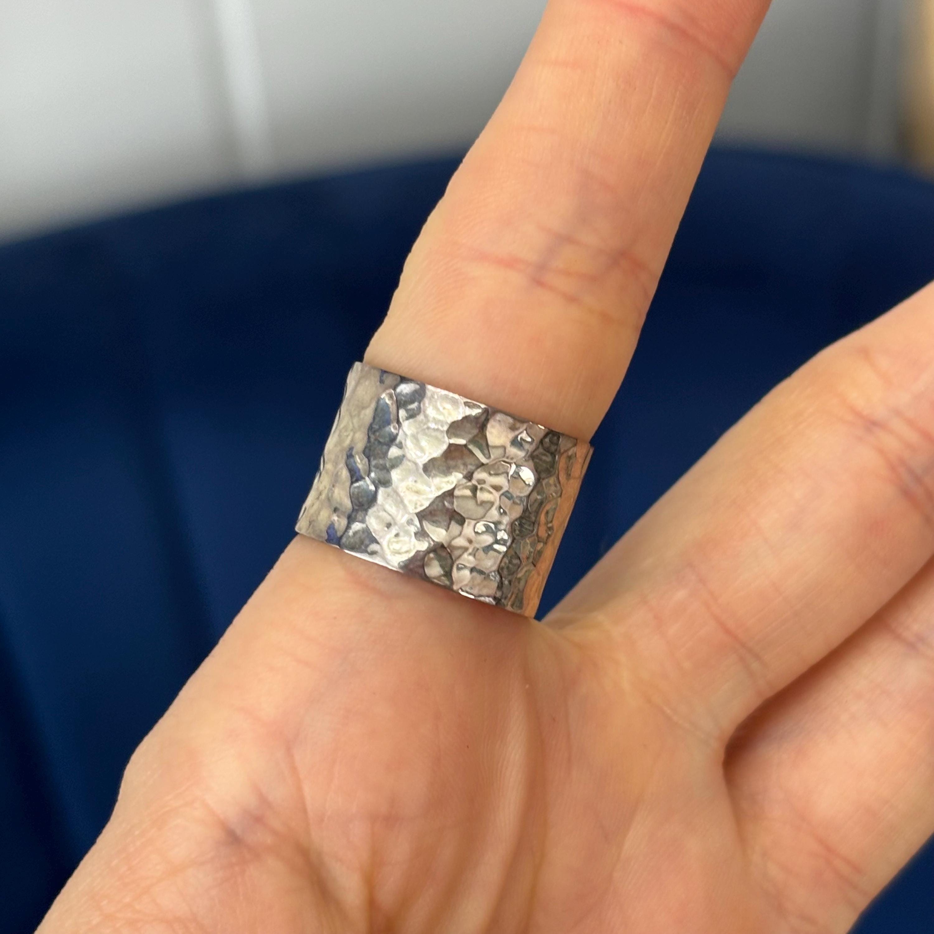 Sterling Silver Hammered Band Ring