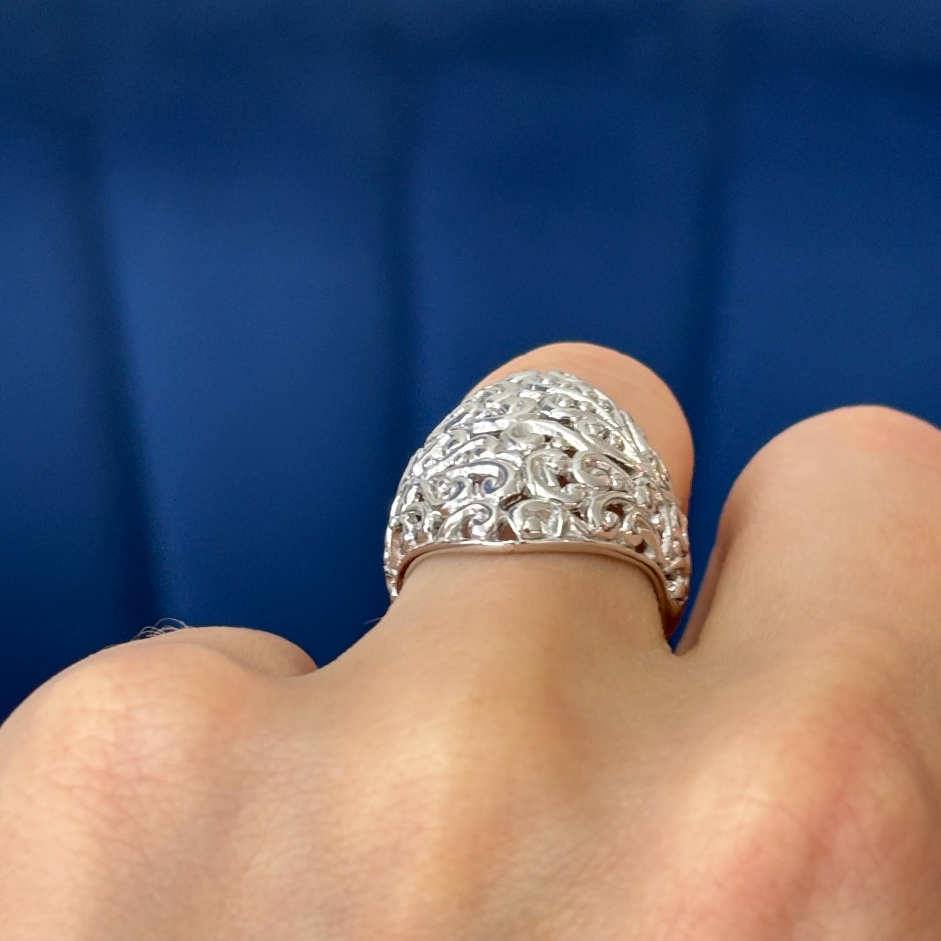 Sterling Silver Polished Filigree Ring