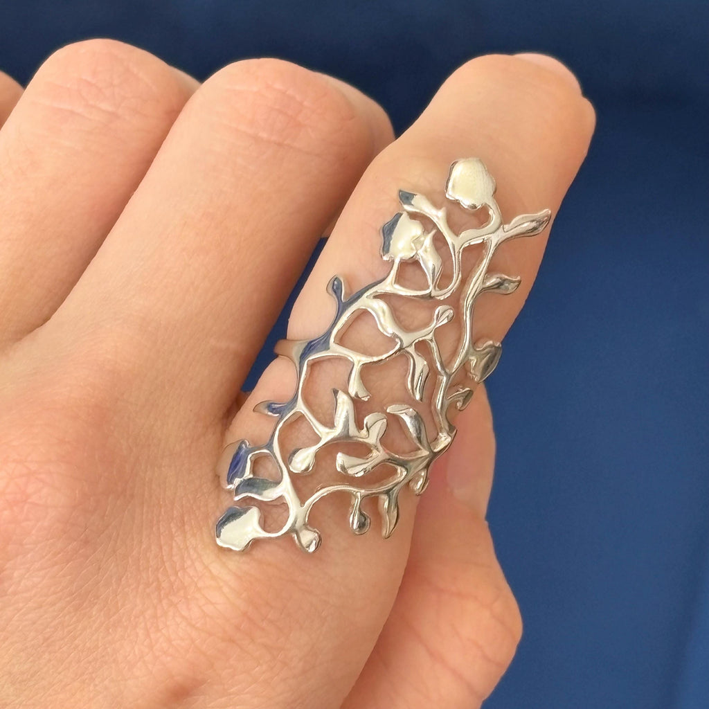 Sterling Silver Vines Full Finger Ring