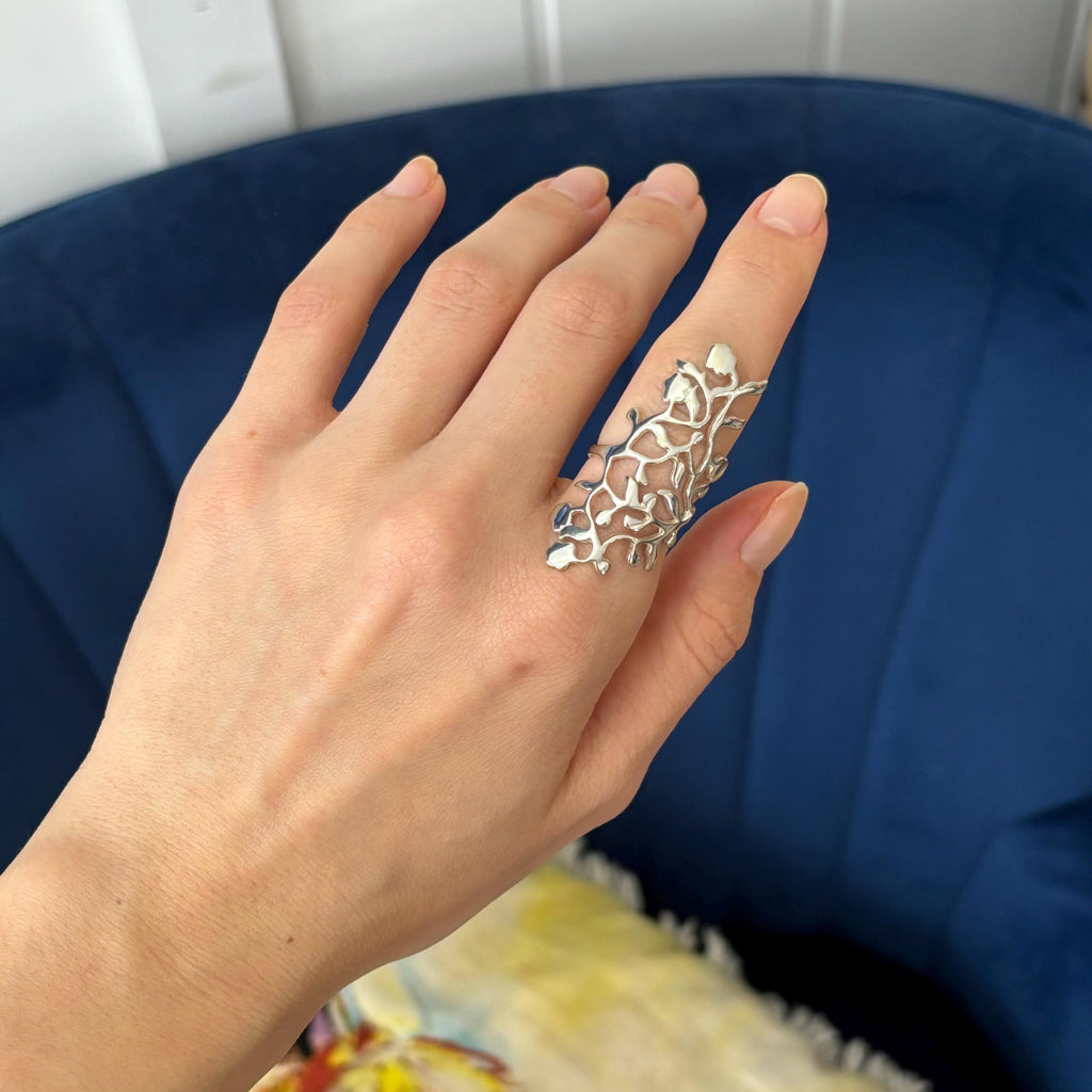 Sterling Silver Vines Full Finger Ring
