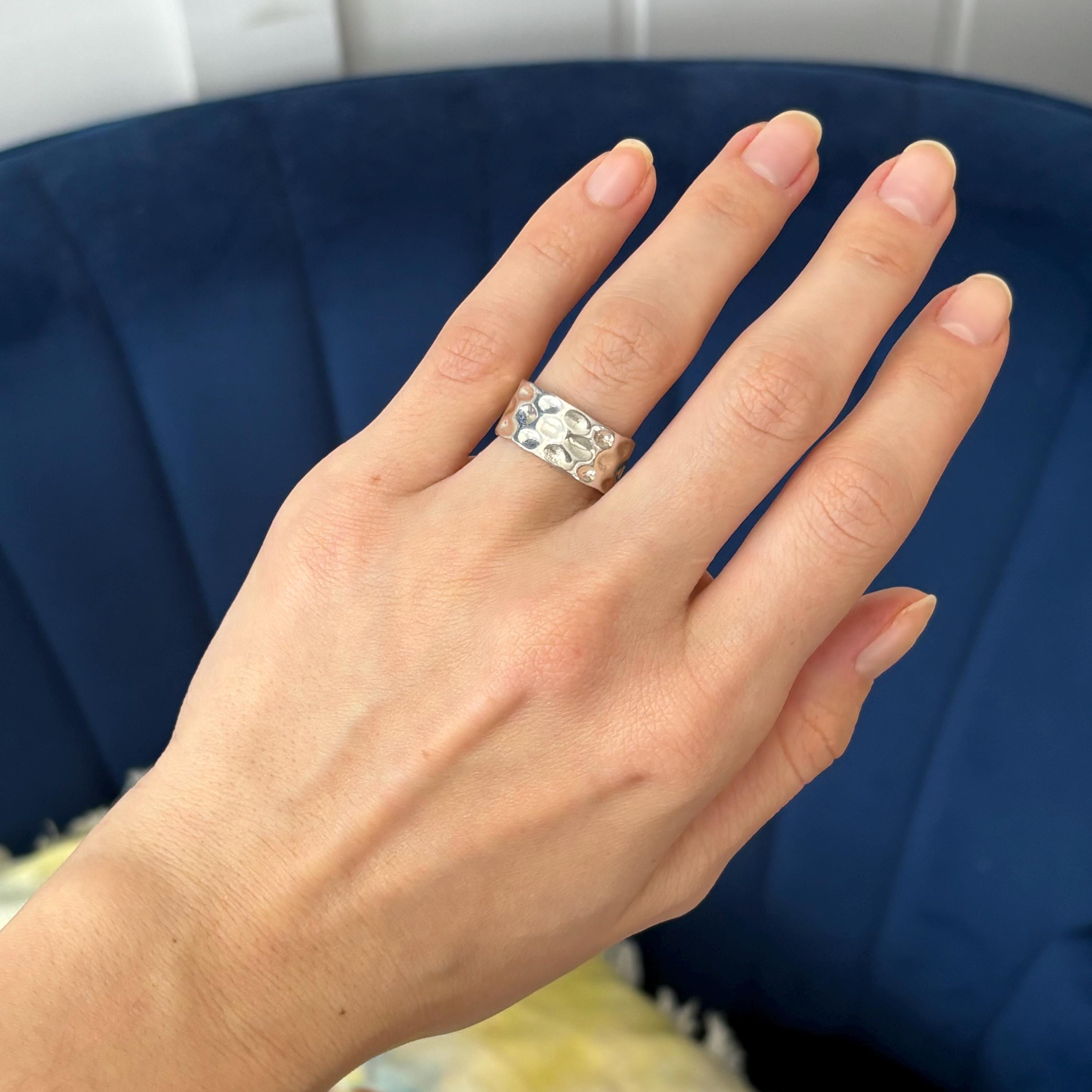 Sterling Silver Polished Hammered Ring