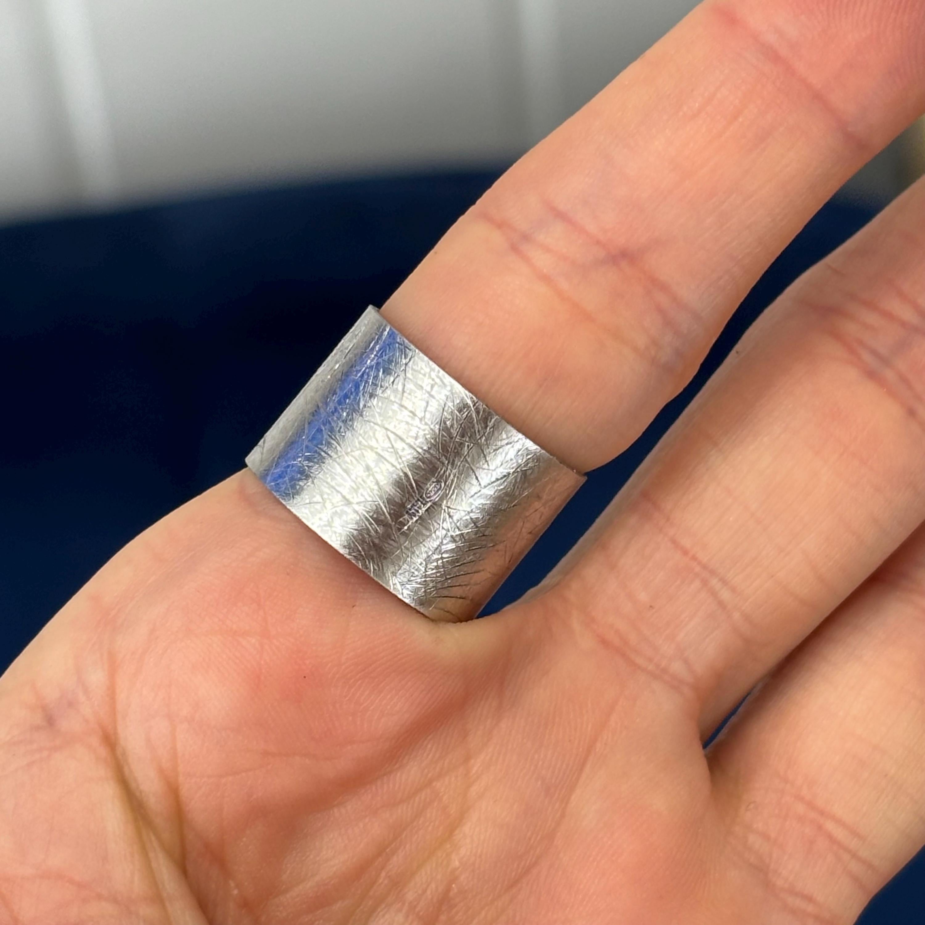 Sterling Silver Matte Cigar Band Ring