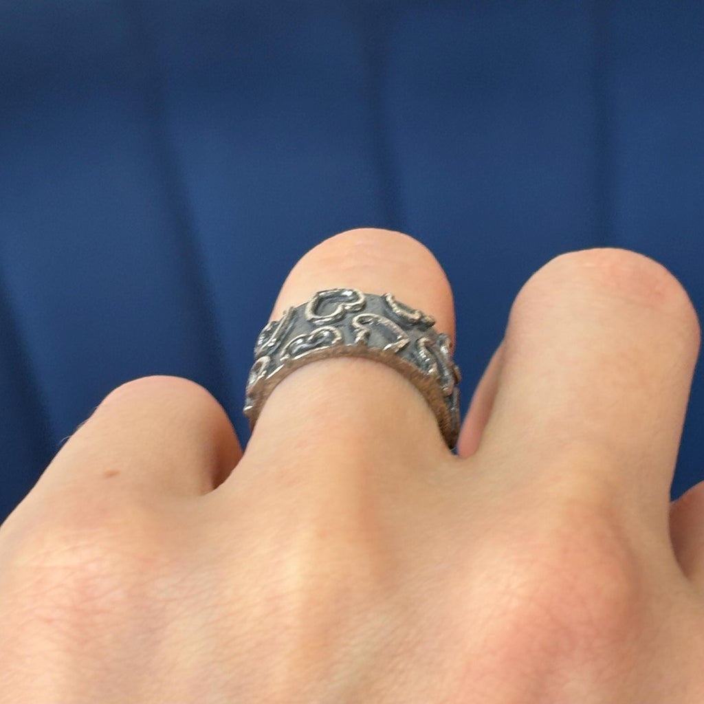 Sterling Silver Antiqued Heart Band Ring