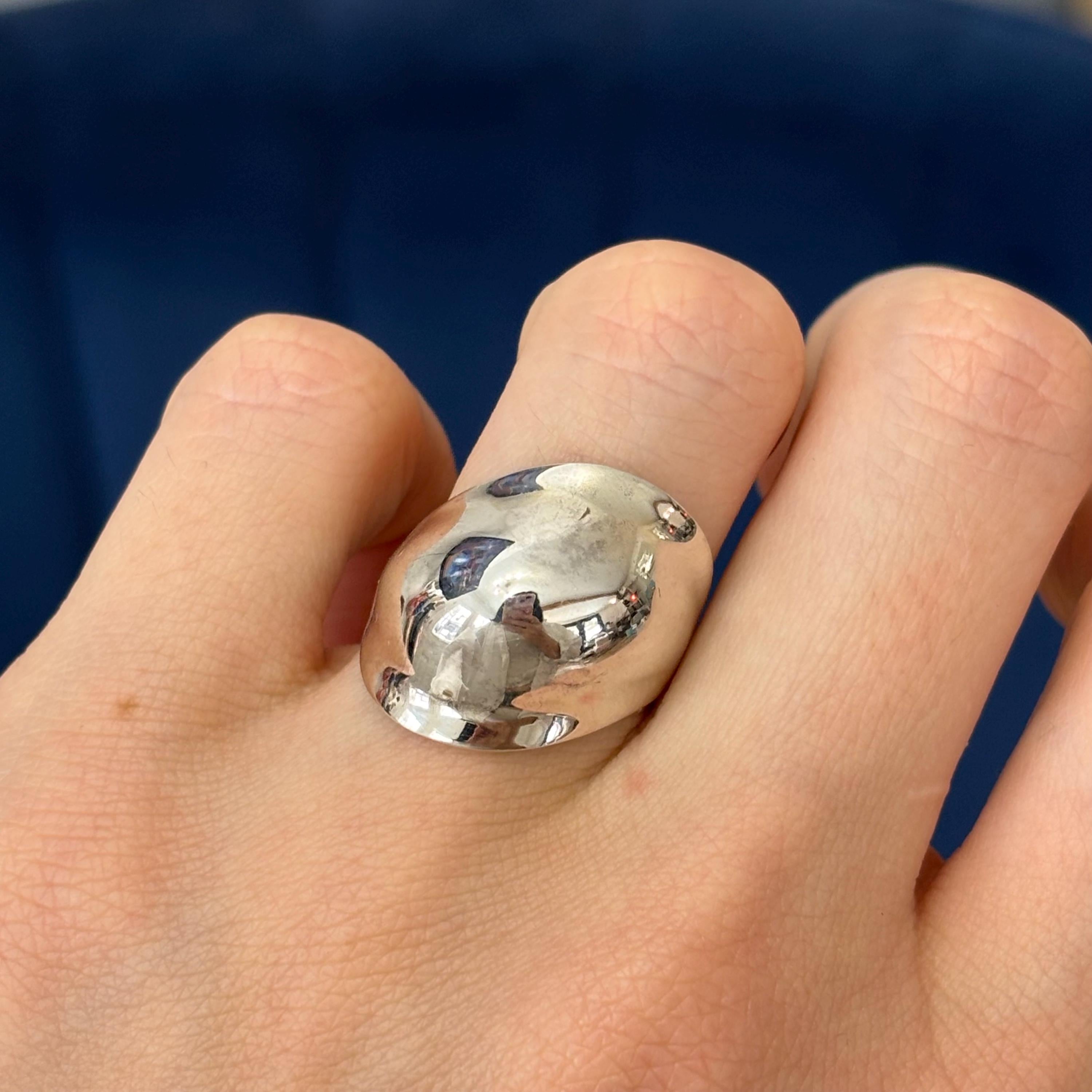 Sterling Silver Slanted Dome Ring