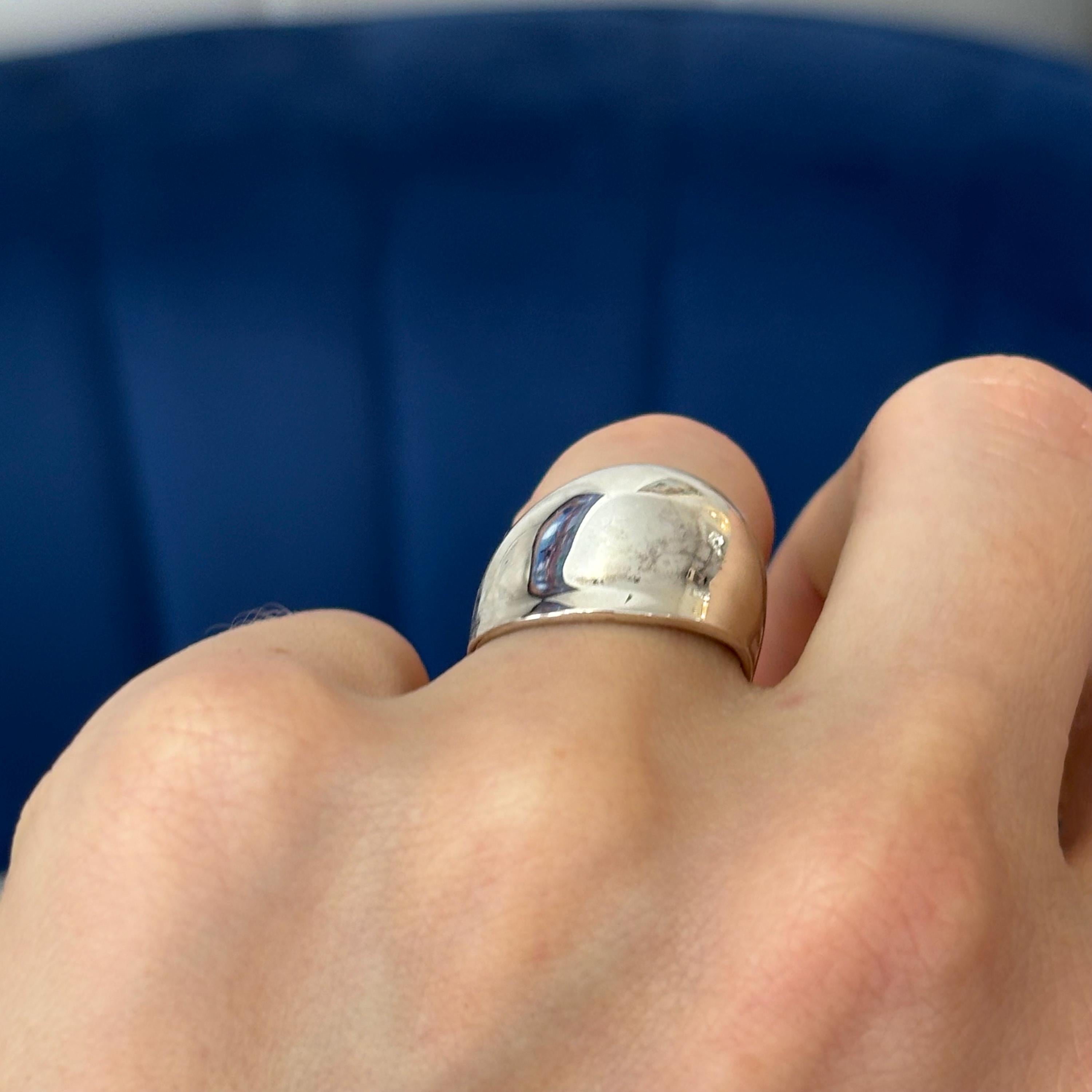 Sterling Silver Slanted Dome Ring