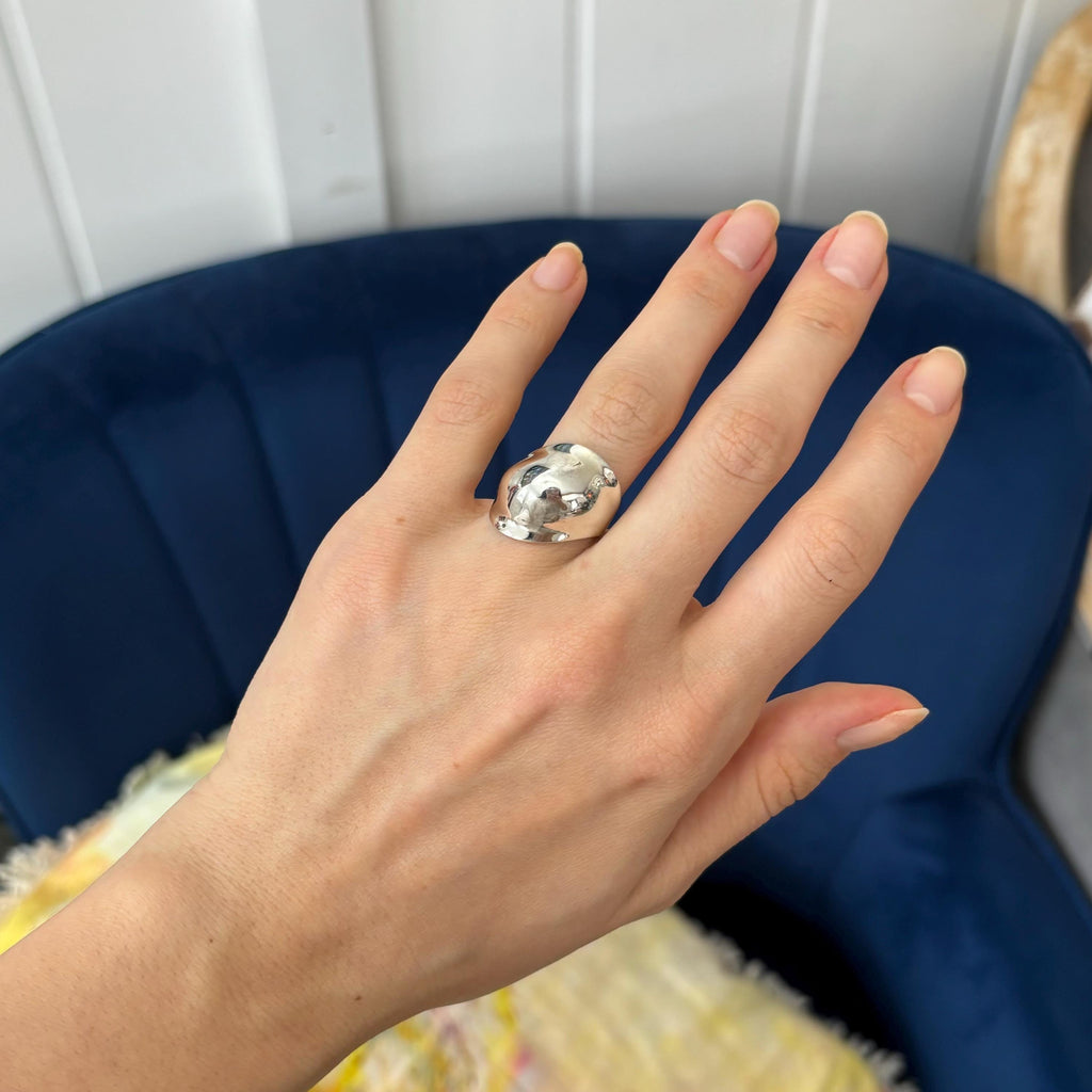 Sterling Silver Slanted Dome Ring