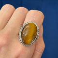 Sterling Silver Antiqued Oval Tiger Eye Ring