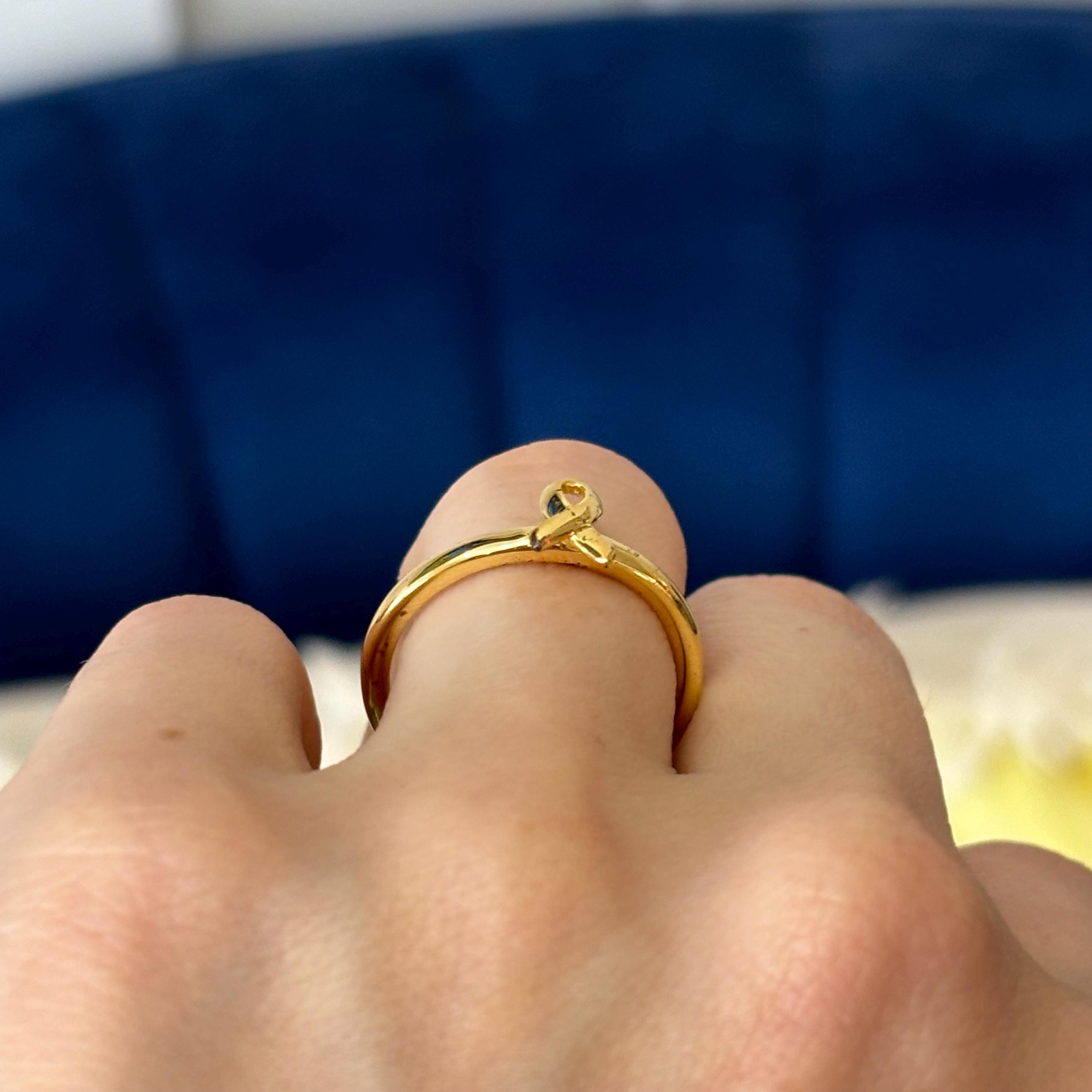 Sterling Silver Stackable Gold-plated Cancer Awareness Ribbon Ring