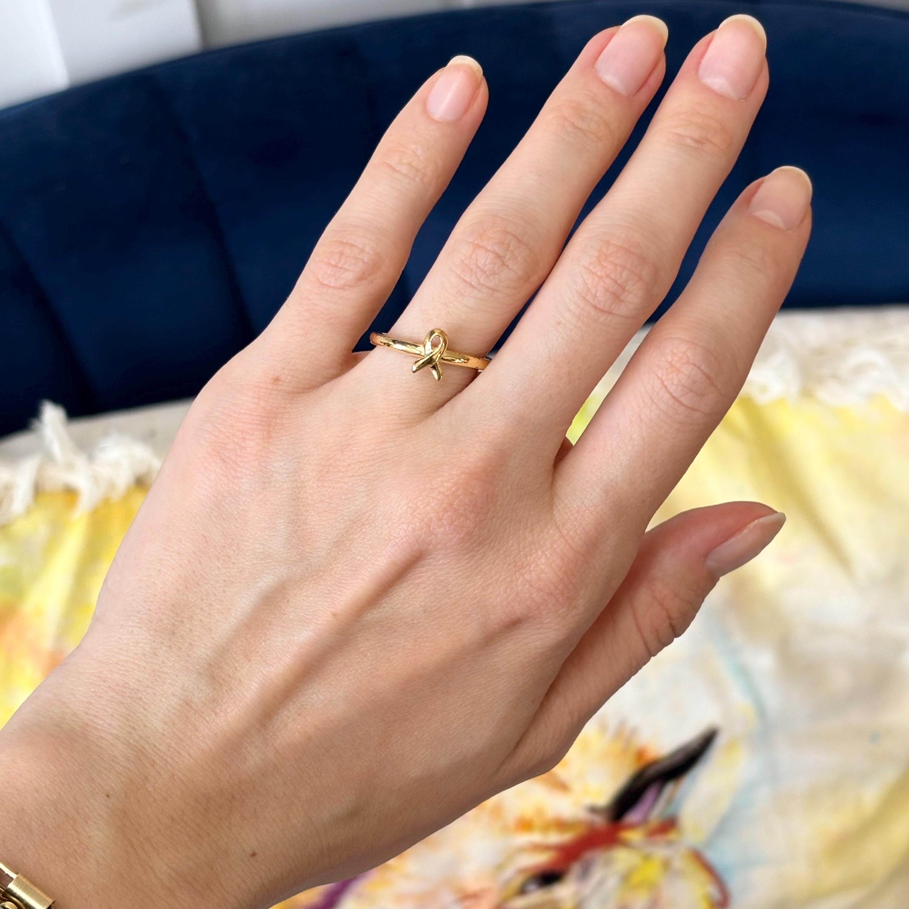 Sterling Silver Stackable Gold-plated Cancer Awareness Ribbon Ring