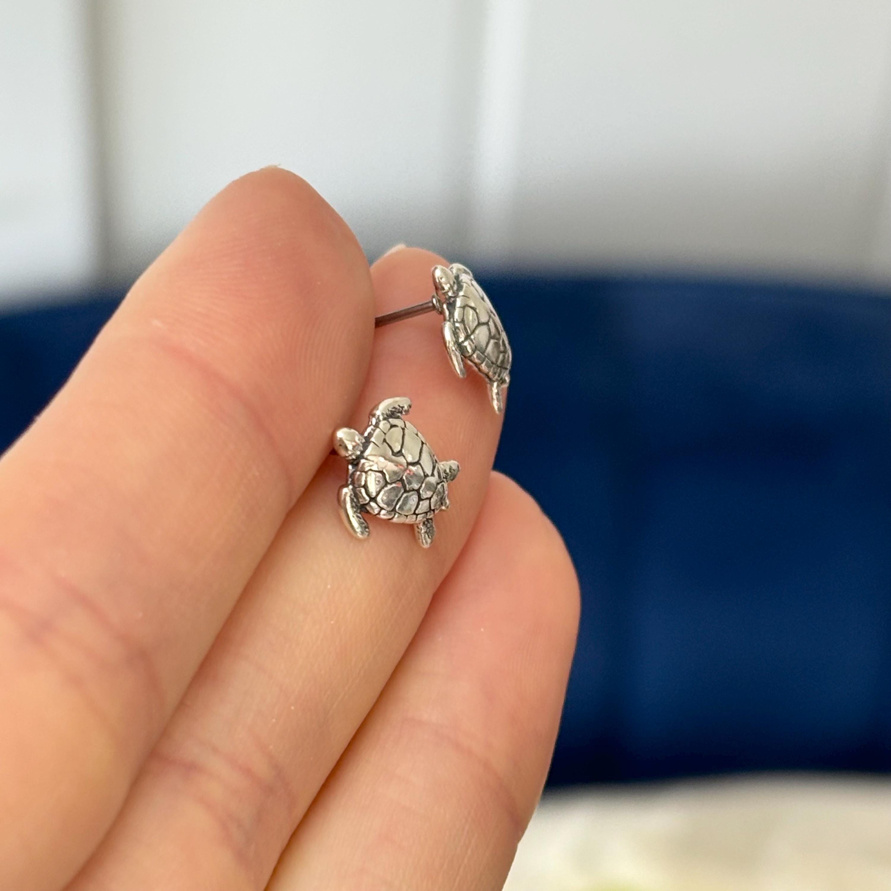 Sterling Silver Sea Turtle Post Earrings