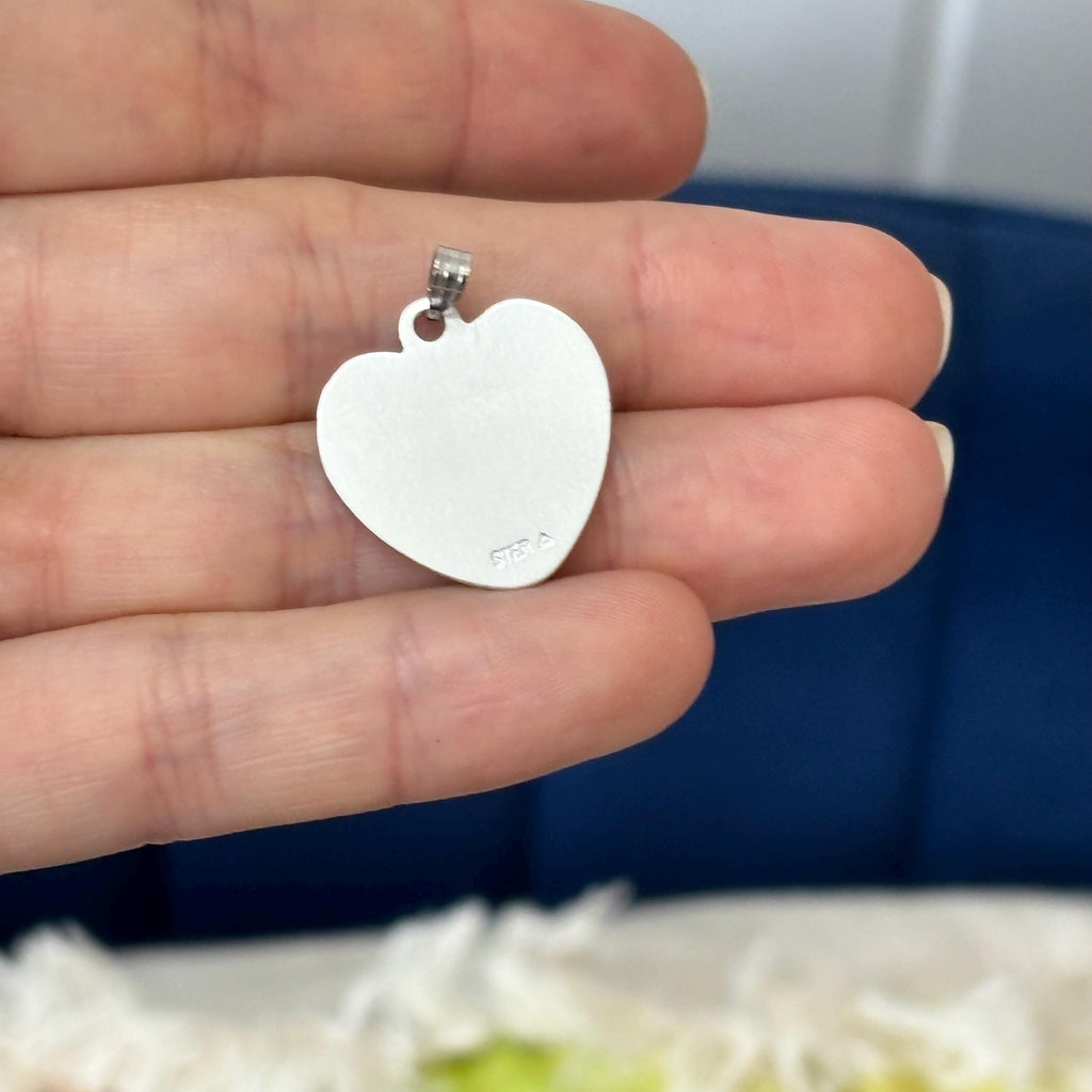 Sterling Silver Rhodium-plated Pink Crystal Hope Heart Ribbon Pendant