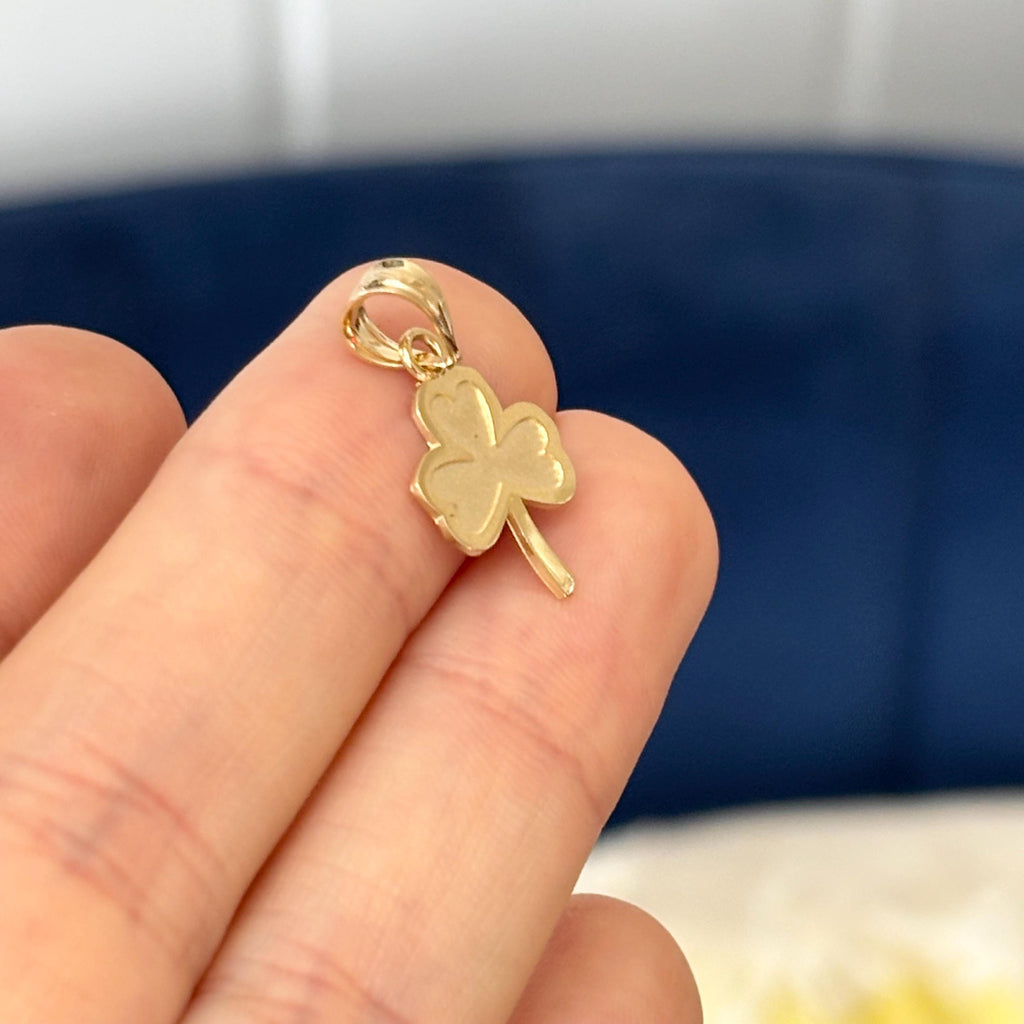 14k Yellow Gold 3 Leaf Clover Charm Pendant
