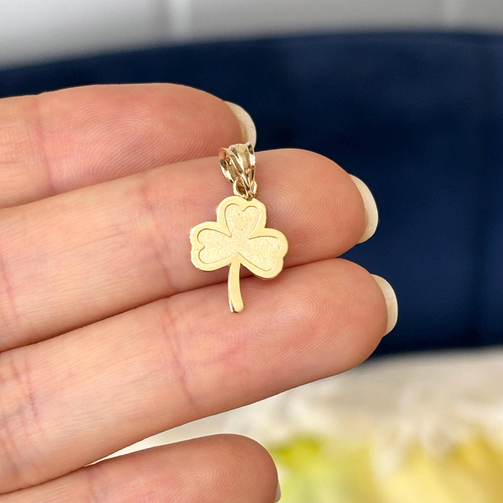14k Yellow Gold 3 Leaf Clover Charm Pendant