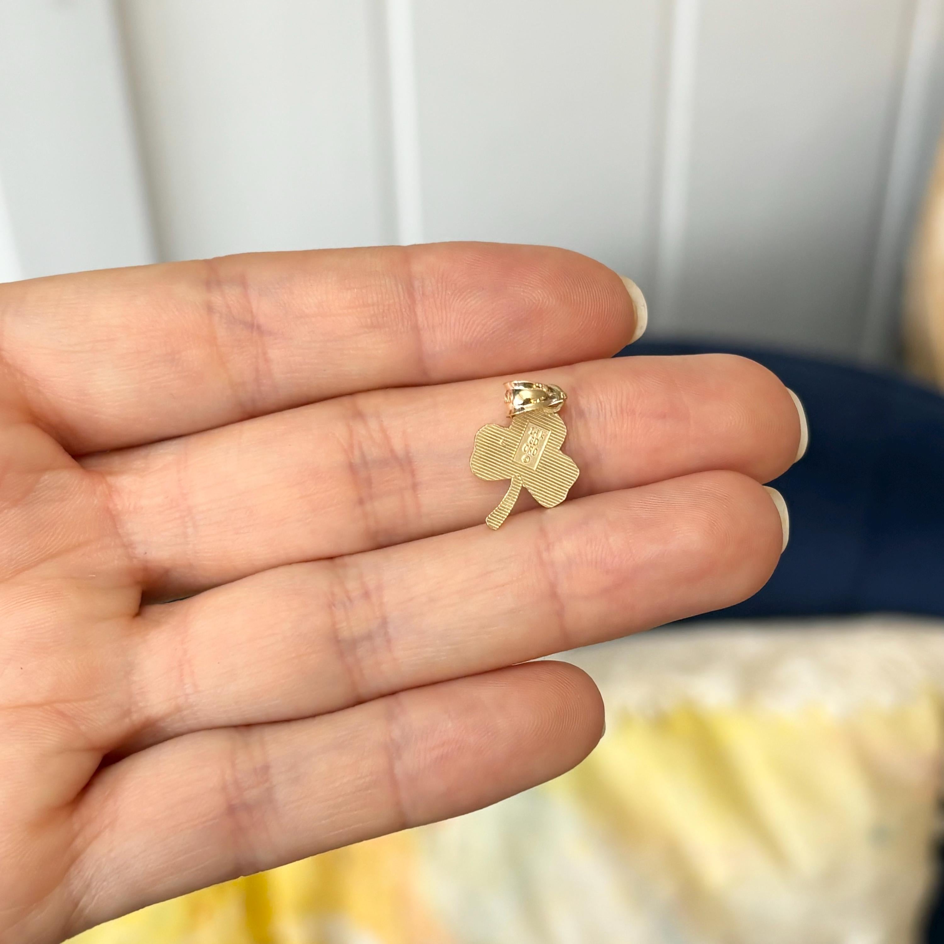 14k Yellow Gold 3 Leaf Clover Charm Pendant