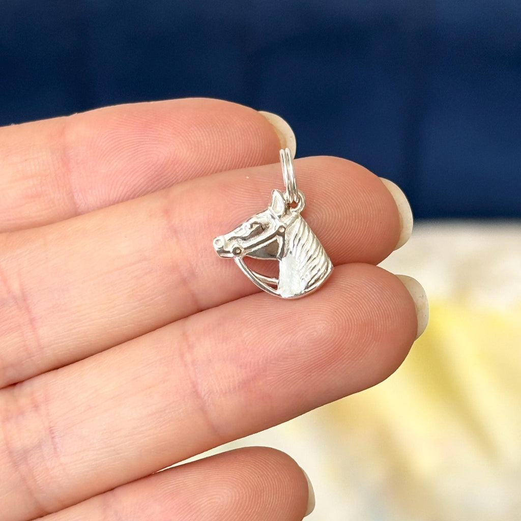 Sterling Silver Horse Head with Bridle Charm