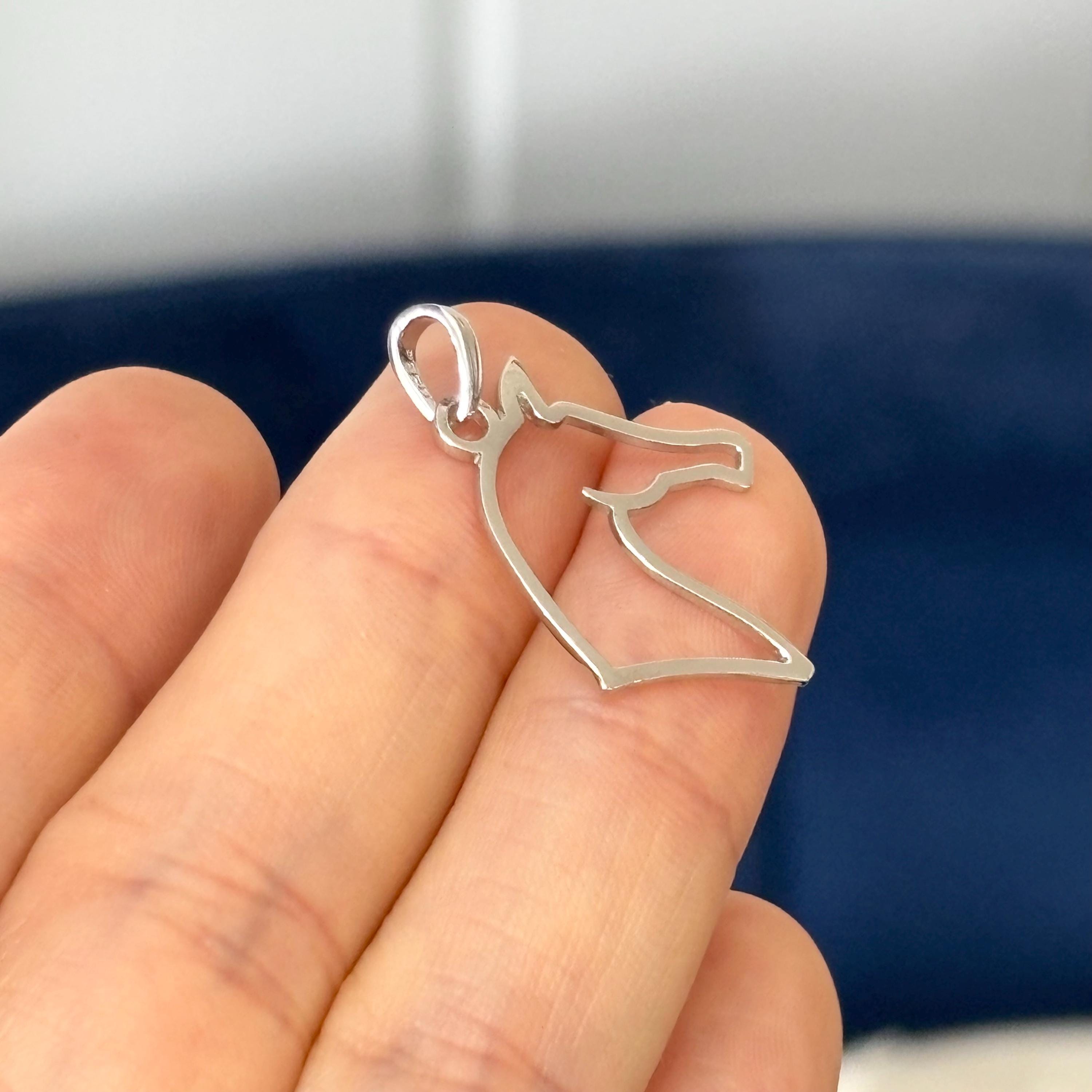 Sterling Silver Rholdium-plated Cut-out Horse Head Pendant