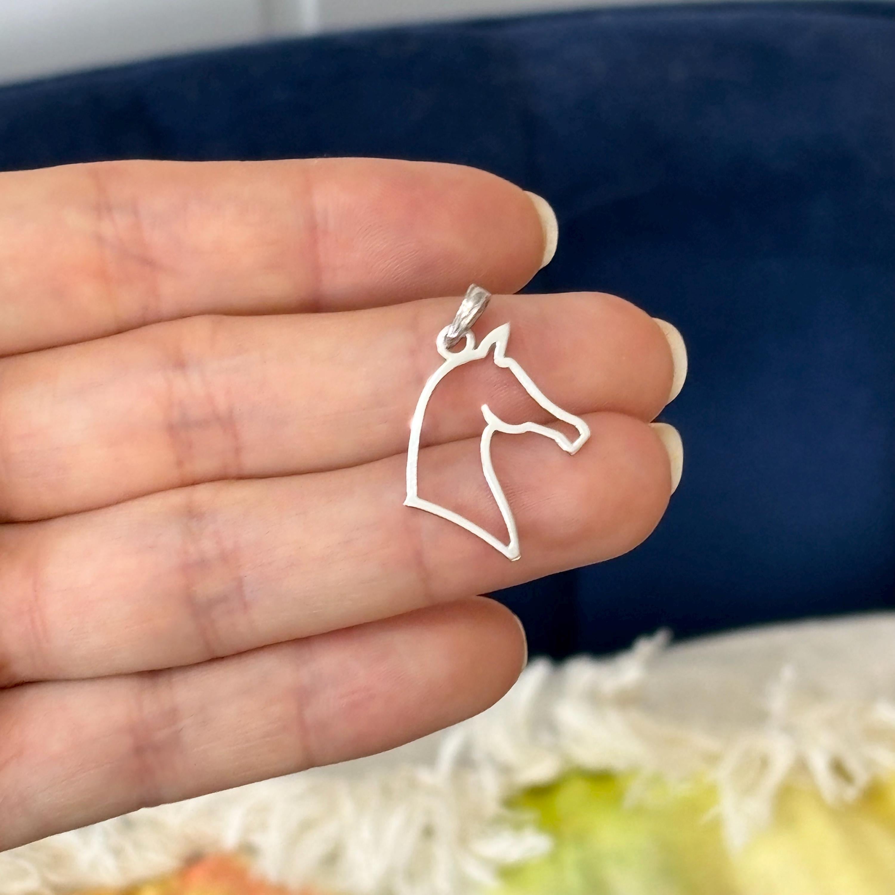 Sterling Silver Rholdium-plated Cut-out Horse Head Pendant
