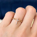 14k Yellow Gold Diamond Cross Ring
