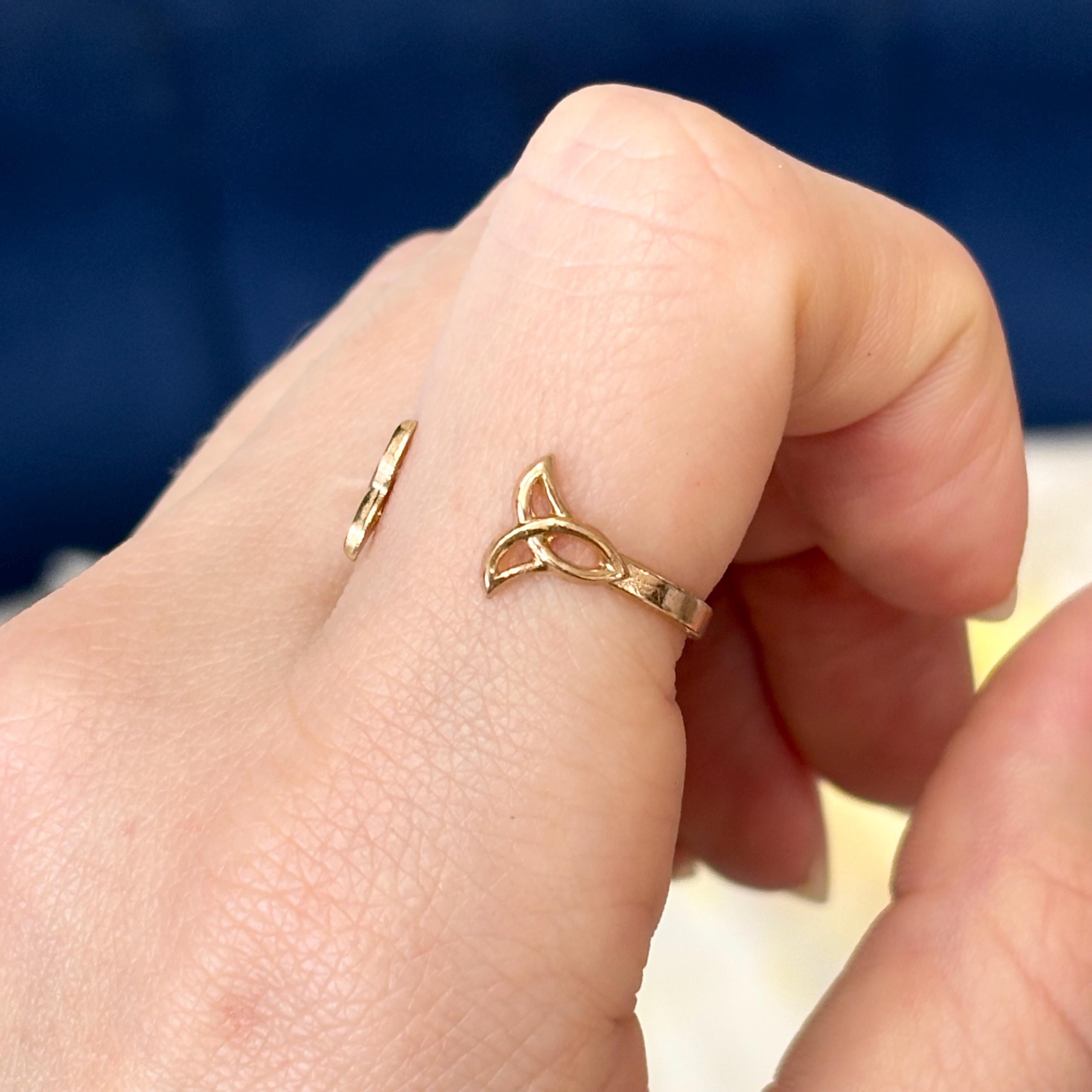 14k Gold Celtic Trinity Knot Open Shank Ring