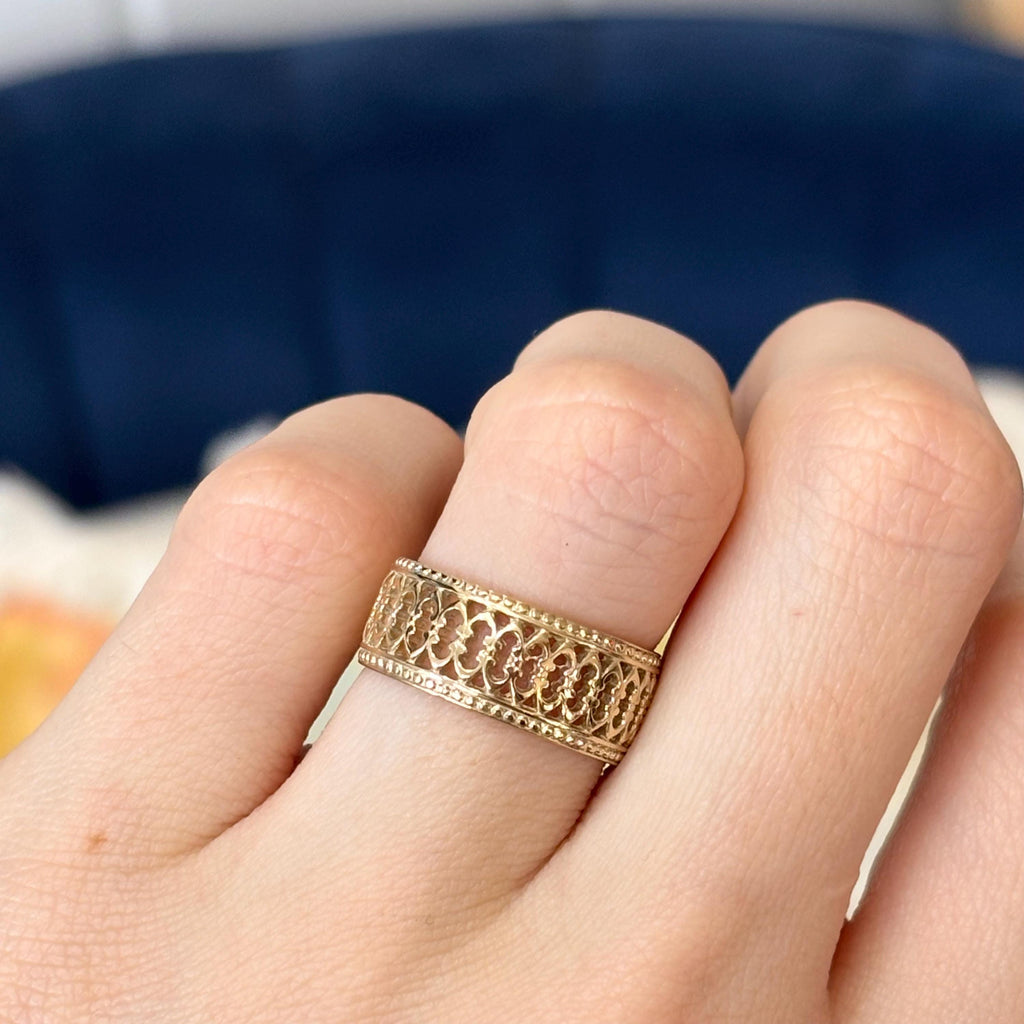 14k Gold Gallery Wire Open-design Intricate Band