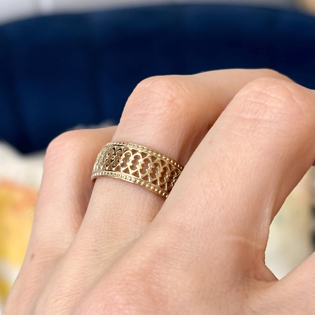 14k Gold Gallery Wire Open-design Intricate Band