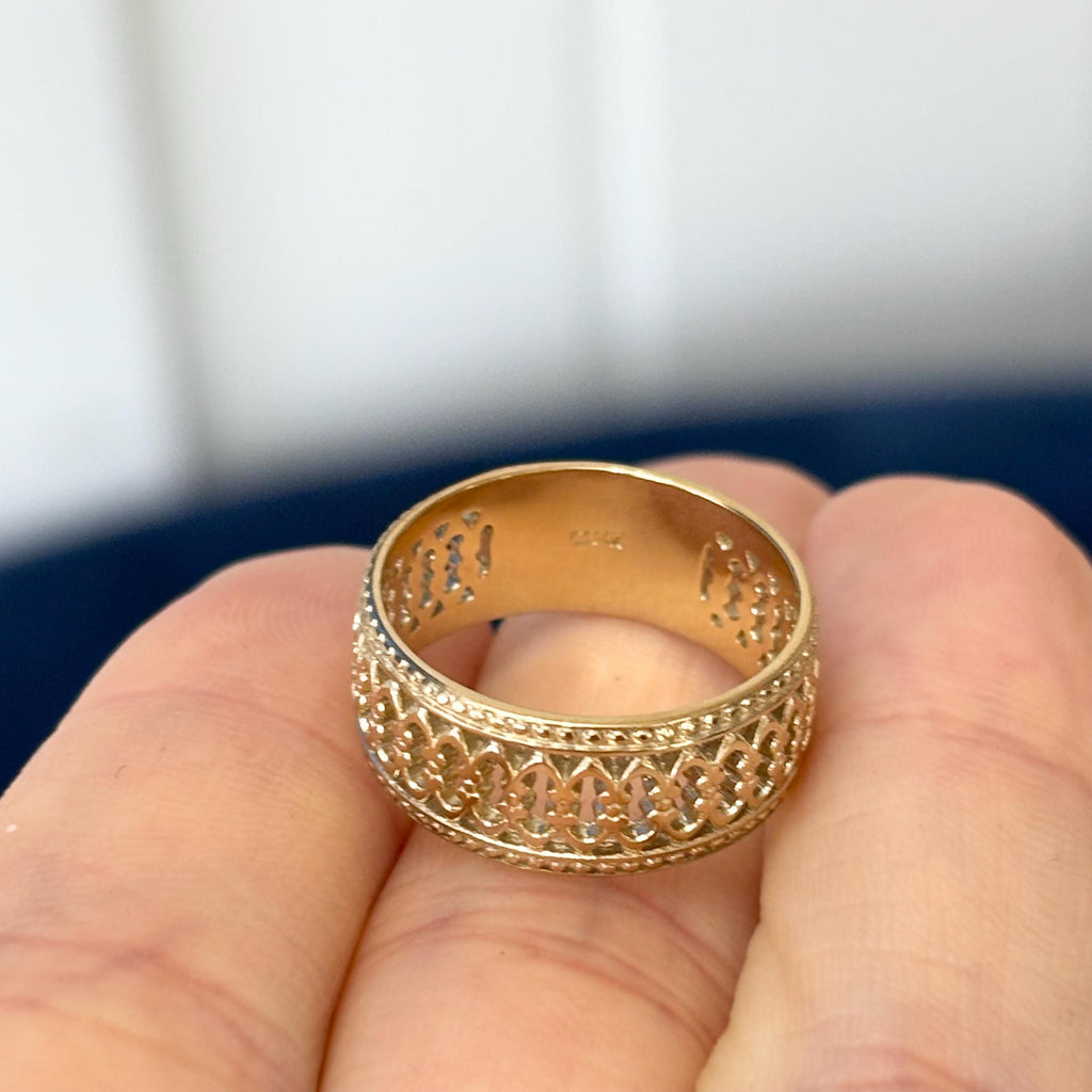14k Gold Gallery Wire Open-design Intricate Band