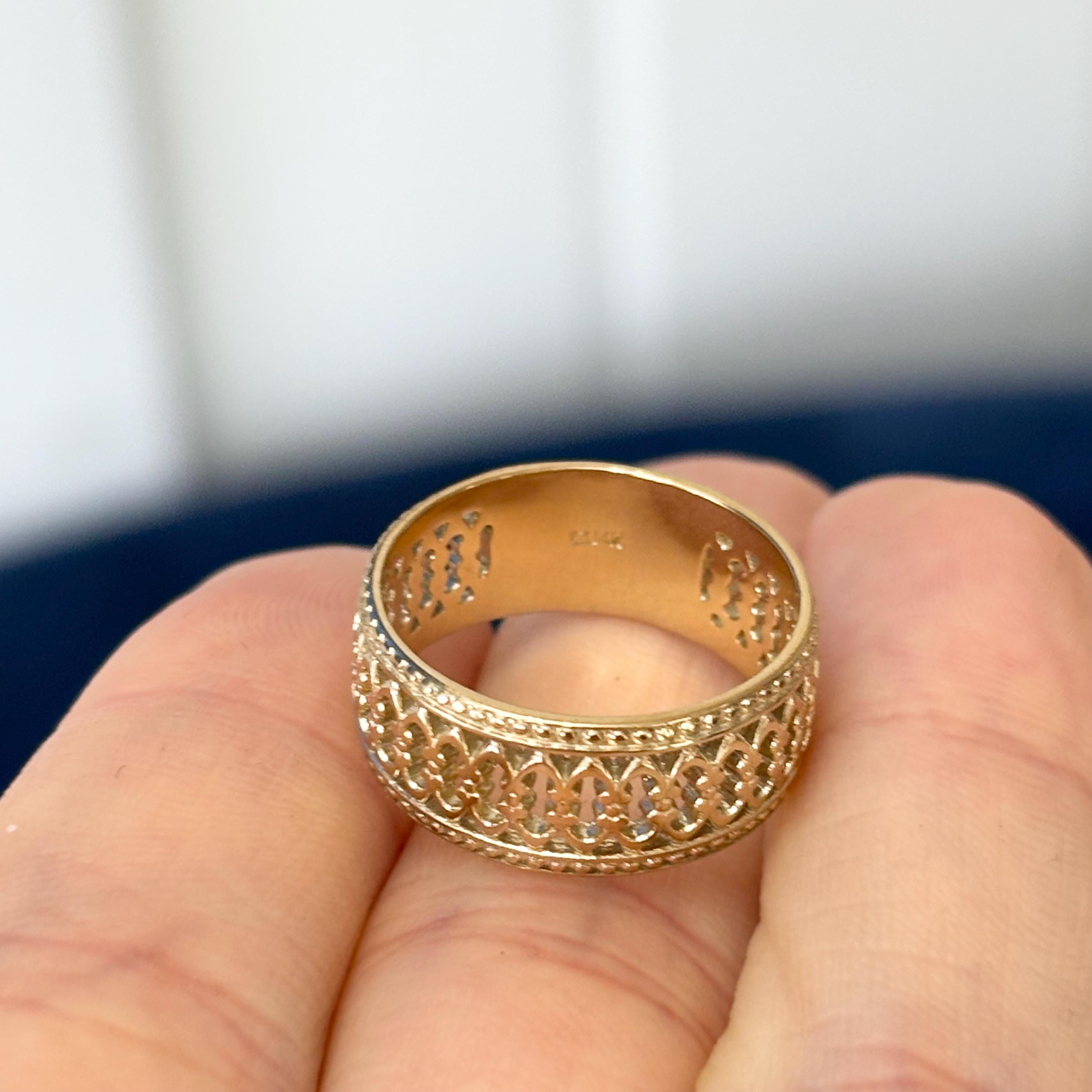 14k Gold Gallery Wire Open-design Intricate Band