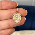 14k Gold Saint Michael Medal Police Protection Badge Pendant