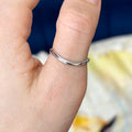 14k White Gold Polished Curved Wave Thumb Ring