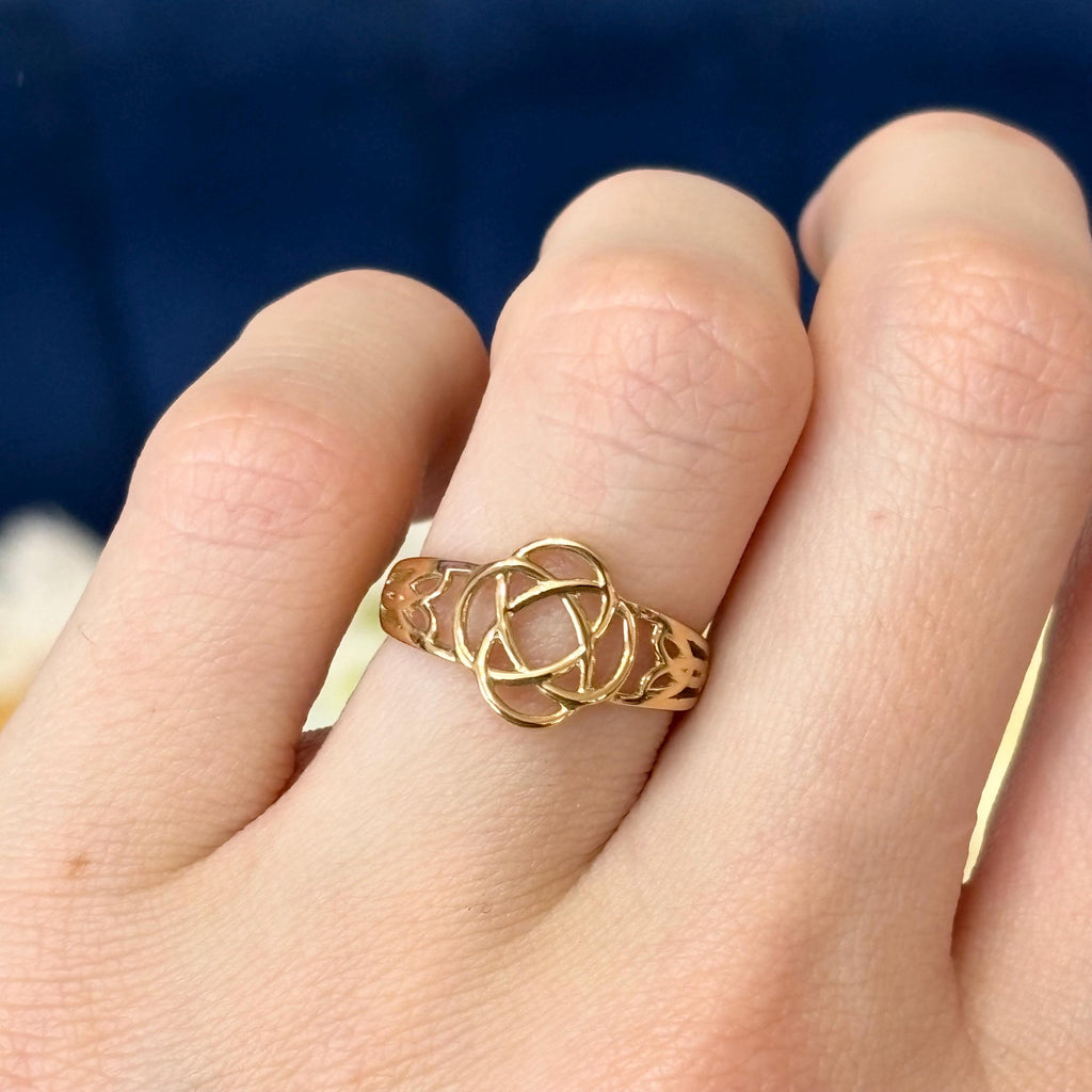 14k Gold Celtic Knot Irish Open-design Ring