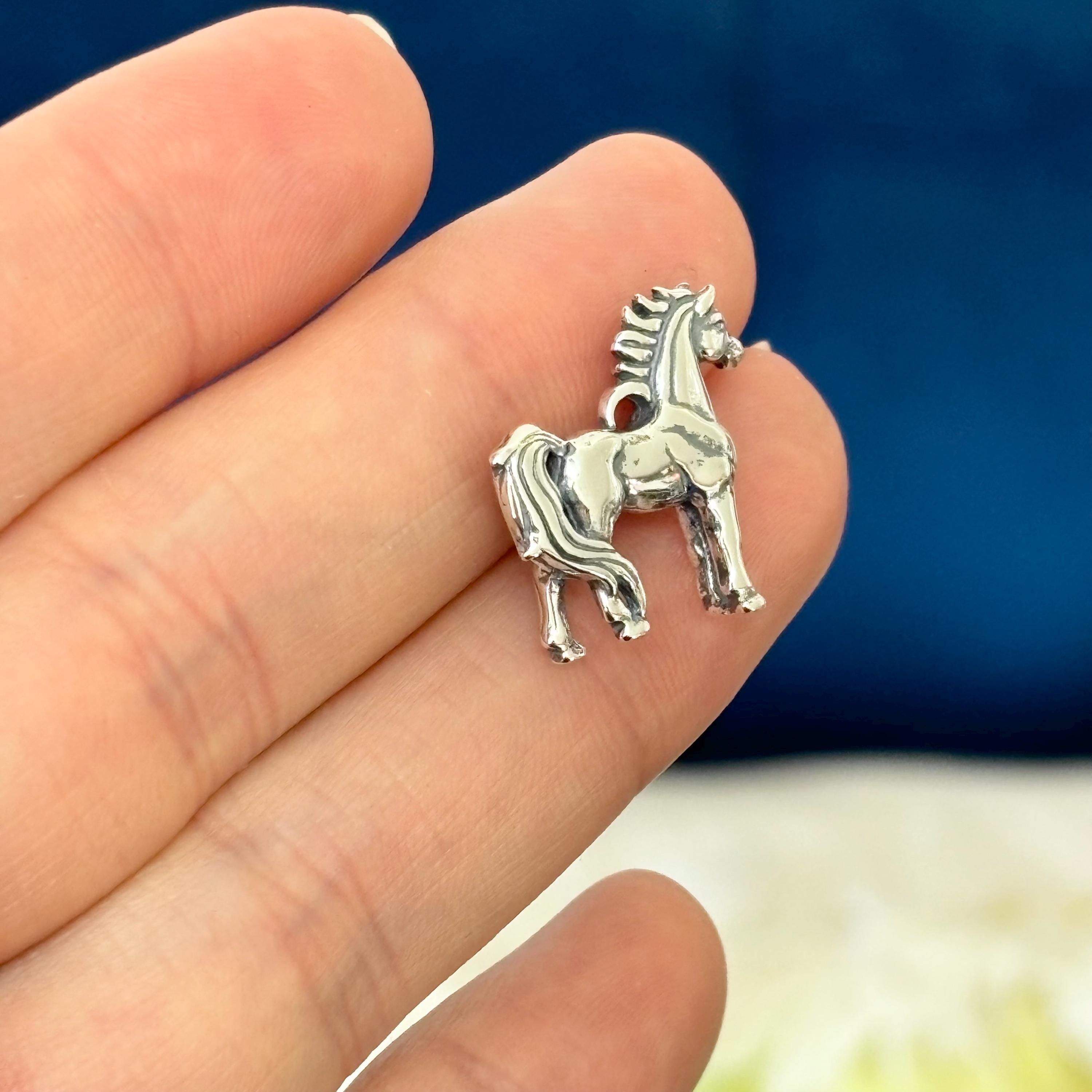 Sterling Silver Polished Tiny Horse Detailed Mane and Tail Charm