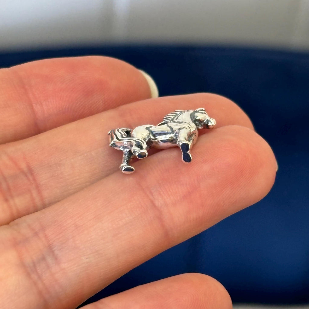 Sterling Silver Polished Tiny Horse Detailed Mane and Tail Charm