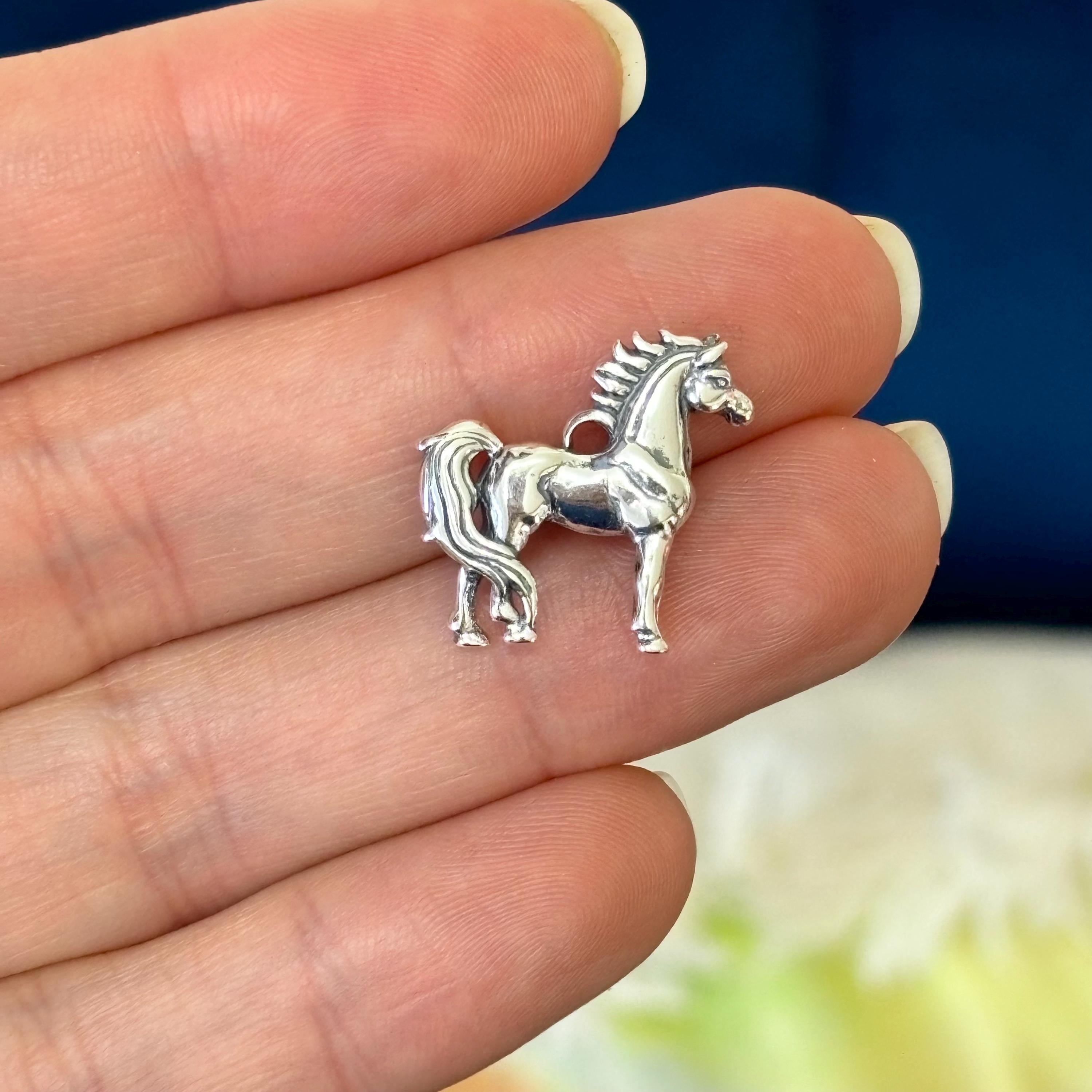 Sterling Silver Polished Tiny Horse Detailed Mane and Tail Charm
