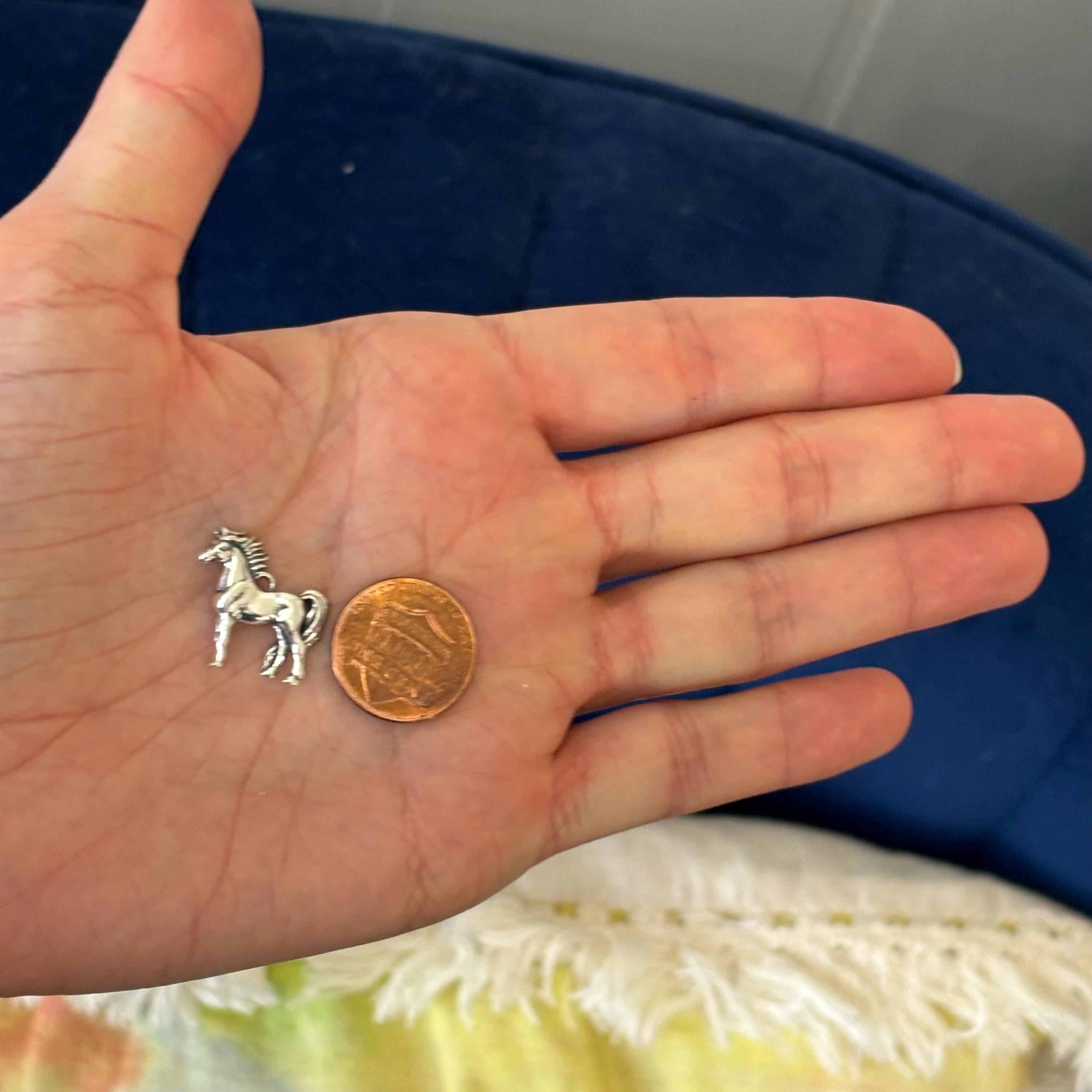 Sterling Silver Polished Tiny Horse Detailed Mane and Tail Charm