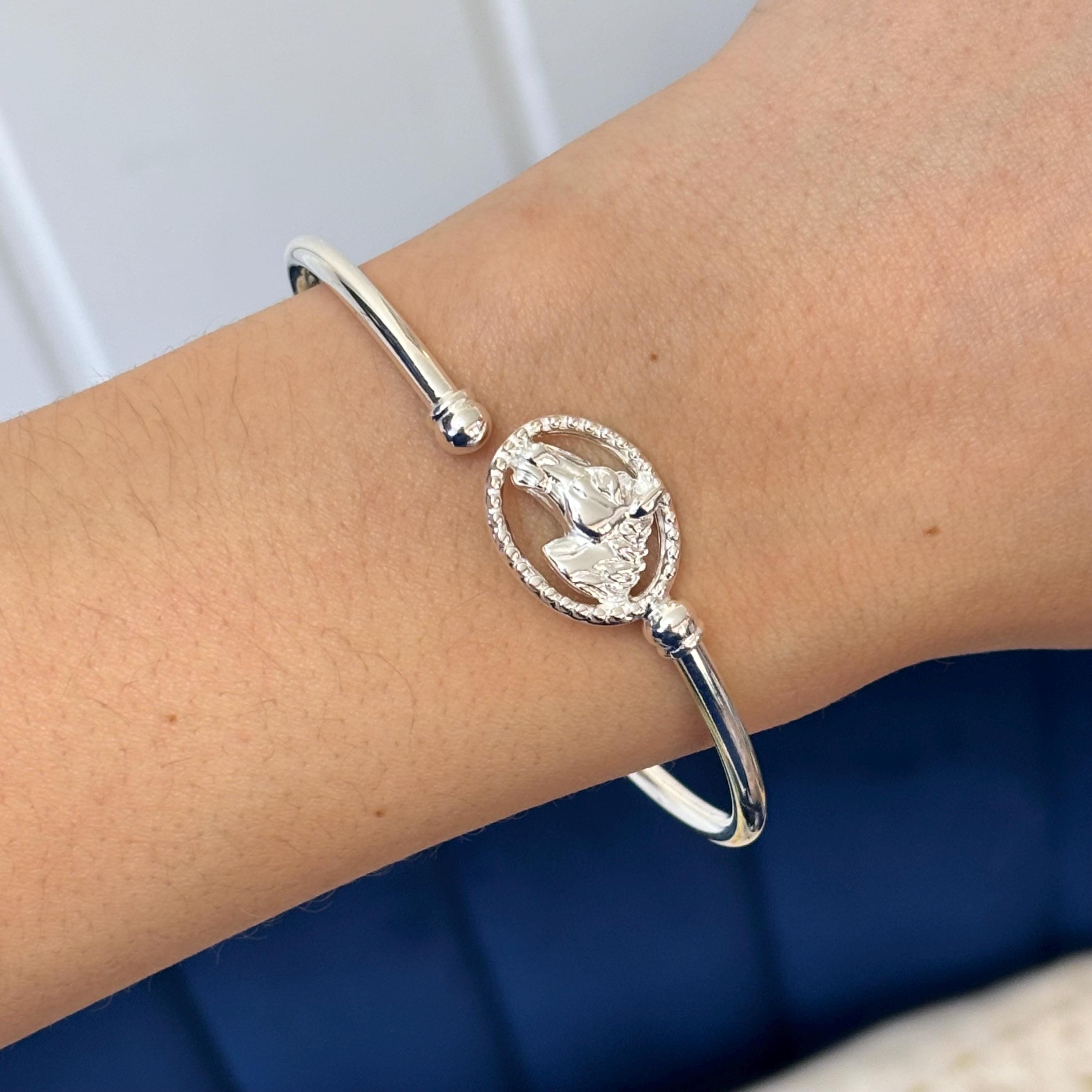 Sterling Silver Flex Horse Head Slip-on Bangle Bracelet