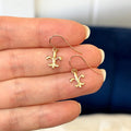 14K Yellow Gold Fleur de Lis French Dangle Earrings
