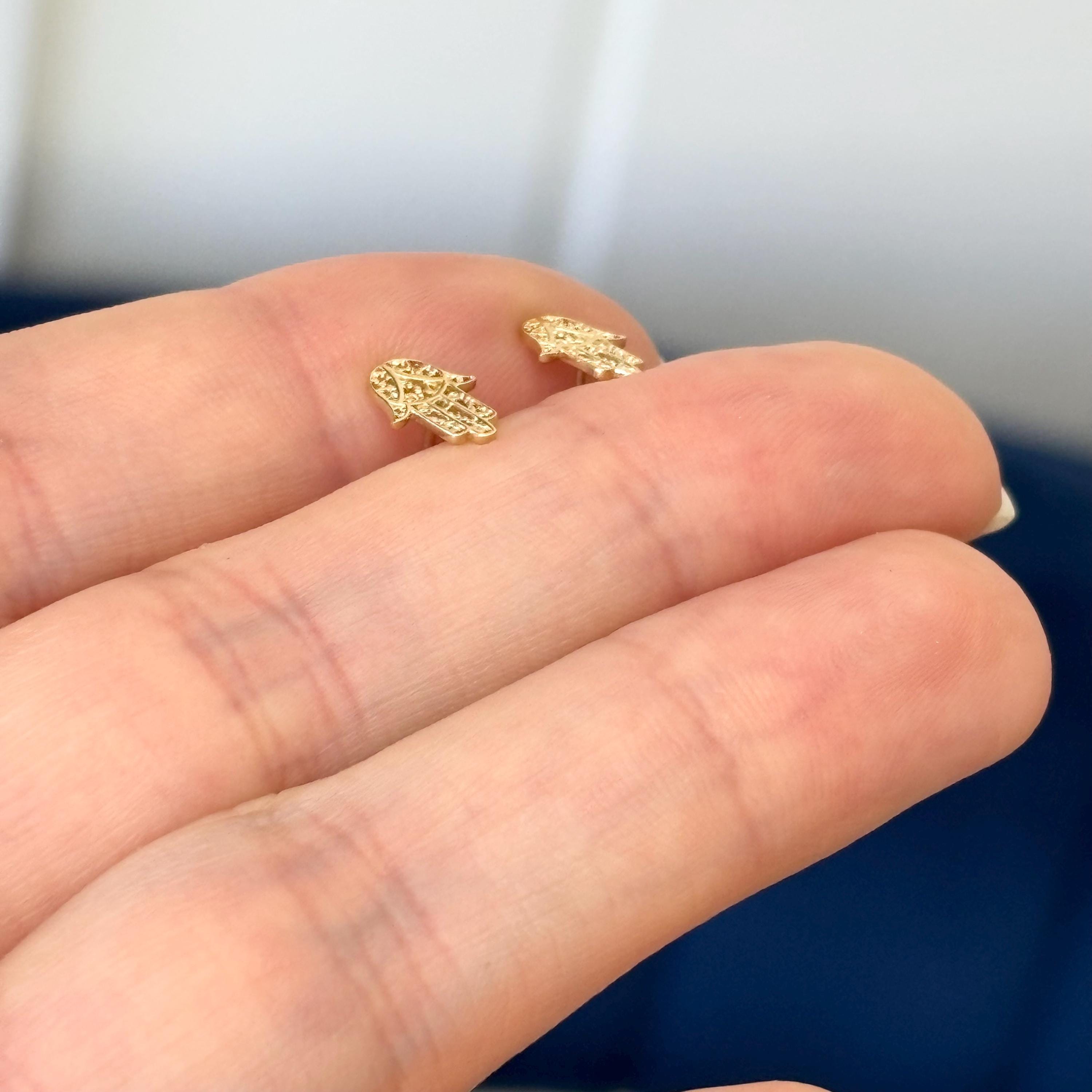 14k Gold Hamsa Post Earrings