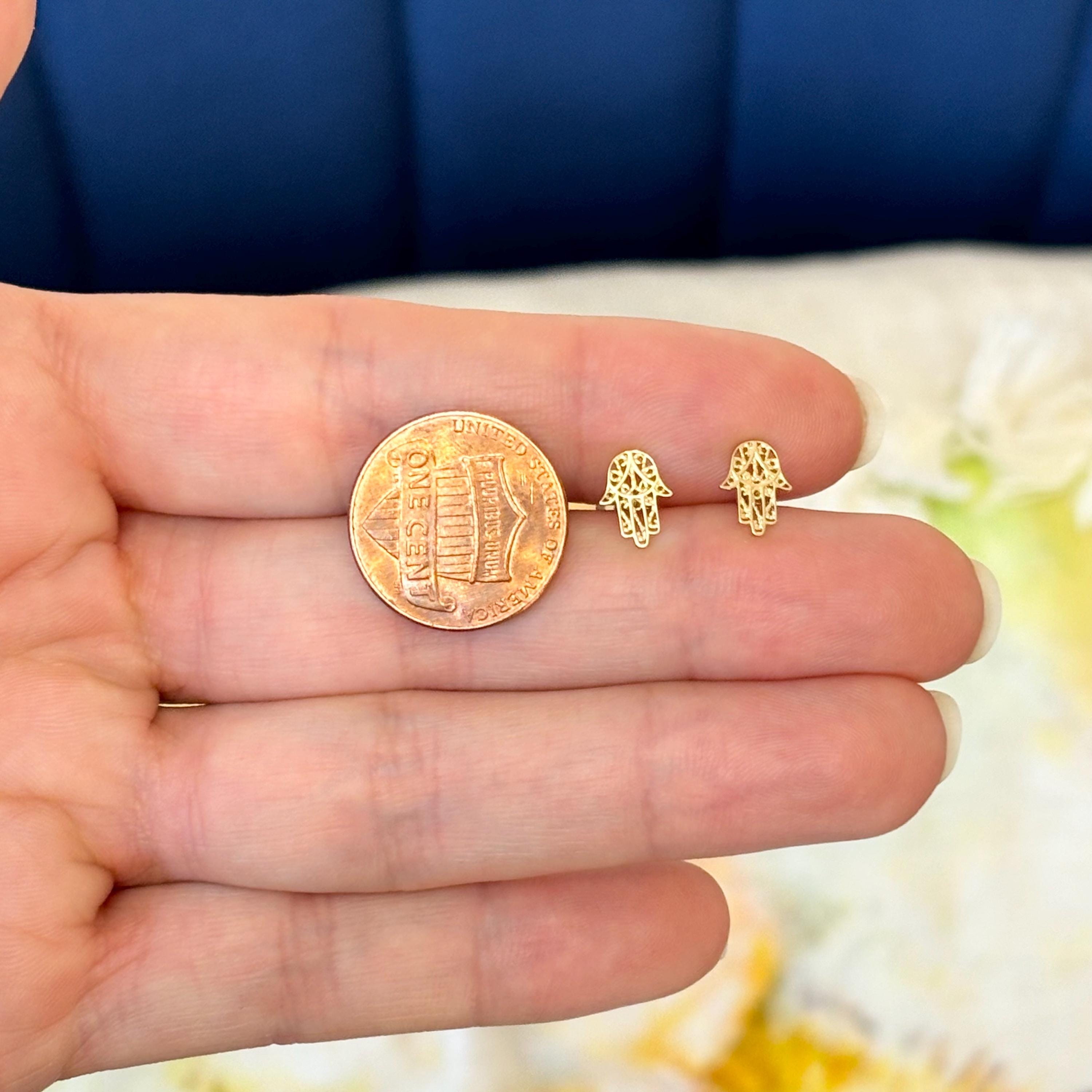14k Gold Hamsa Post Earrings