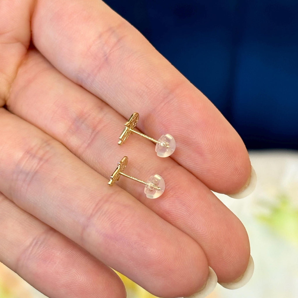 14k Gold Hamsa Post Earrings