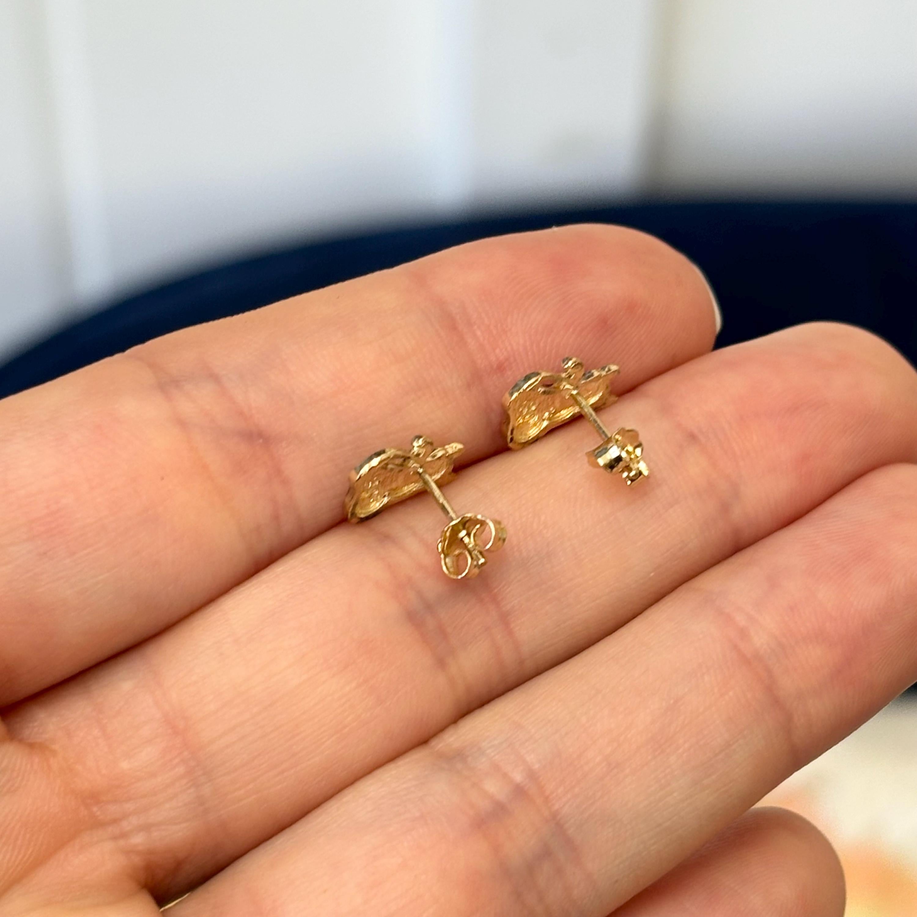 14K Yellow Gold Small Polished Kitty Cat Stud Earrings