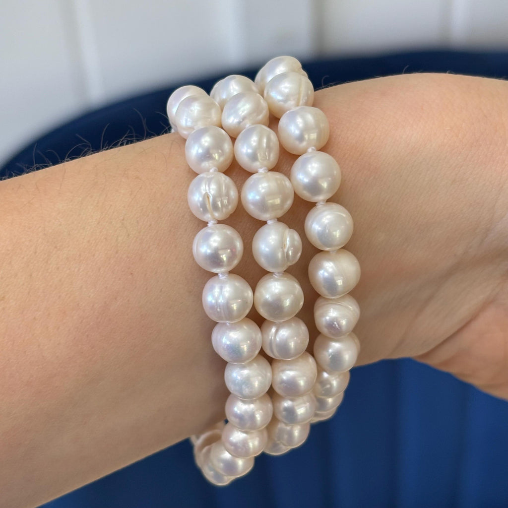 Triple Strand Cultured White Freshwater Pearl Bracelet