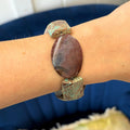 Crazy Lace Jasper and Dyed Blue Magnesite Chunky Smooth Slip-on Stretch Bracelet