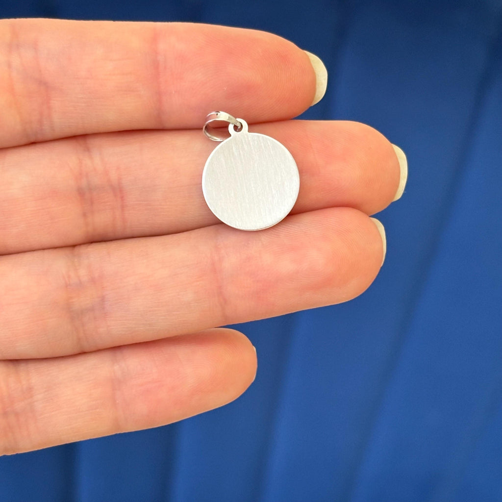 14K White Gold Guardian Angel Round Medal