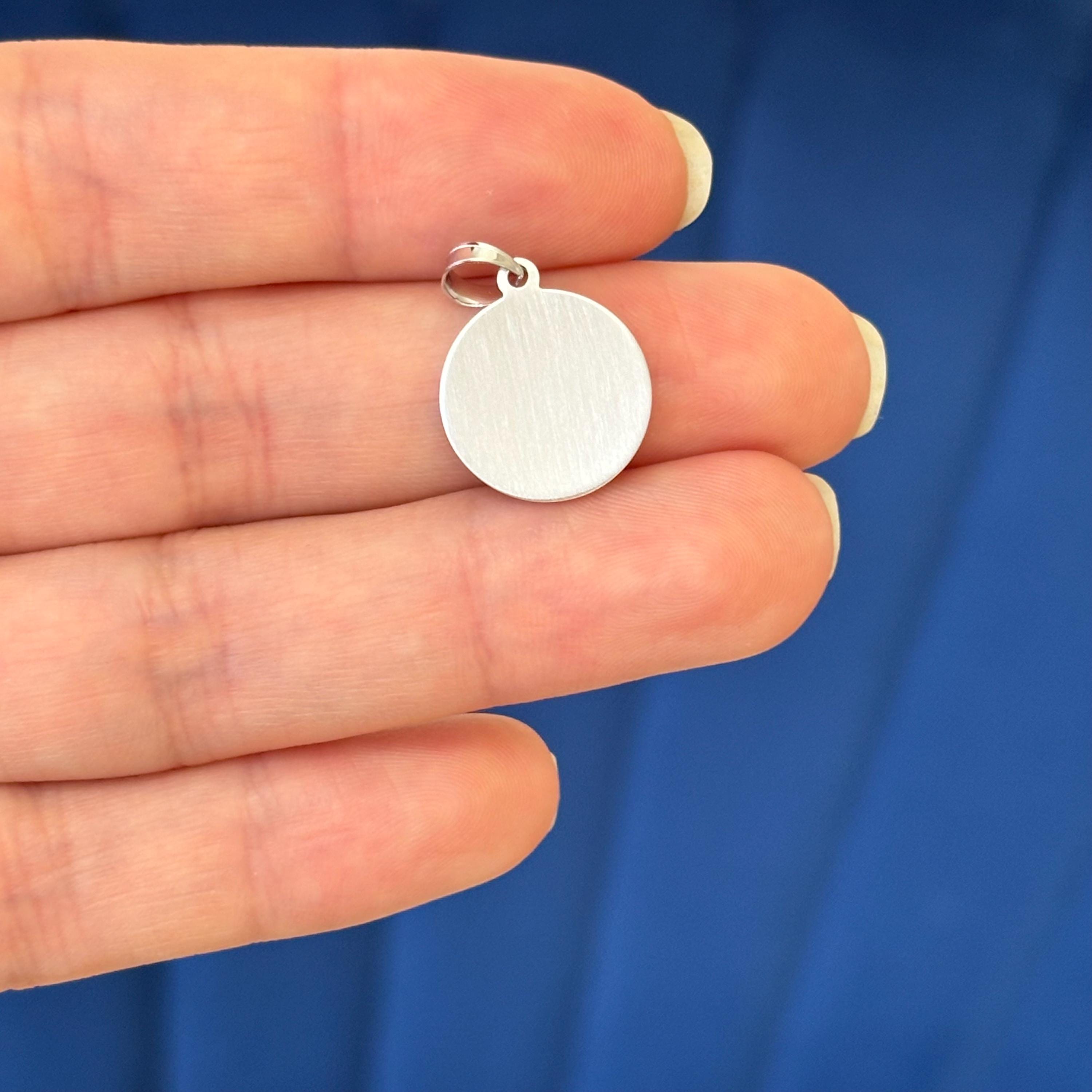 14K White Gold Guardian Angel Round Medal