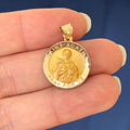 14k Gold St Agatha Round Polished and Satin Medal Pendant