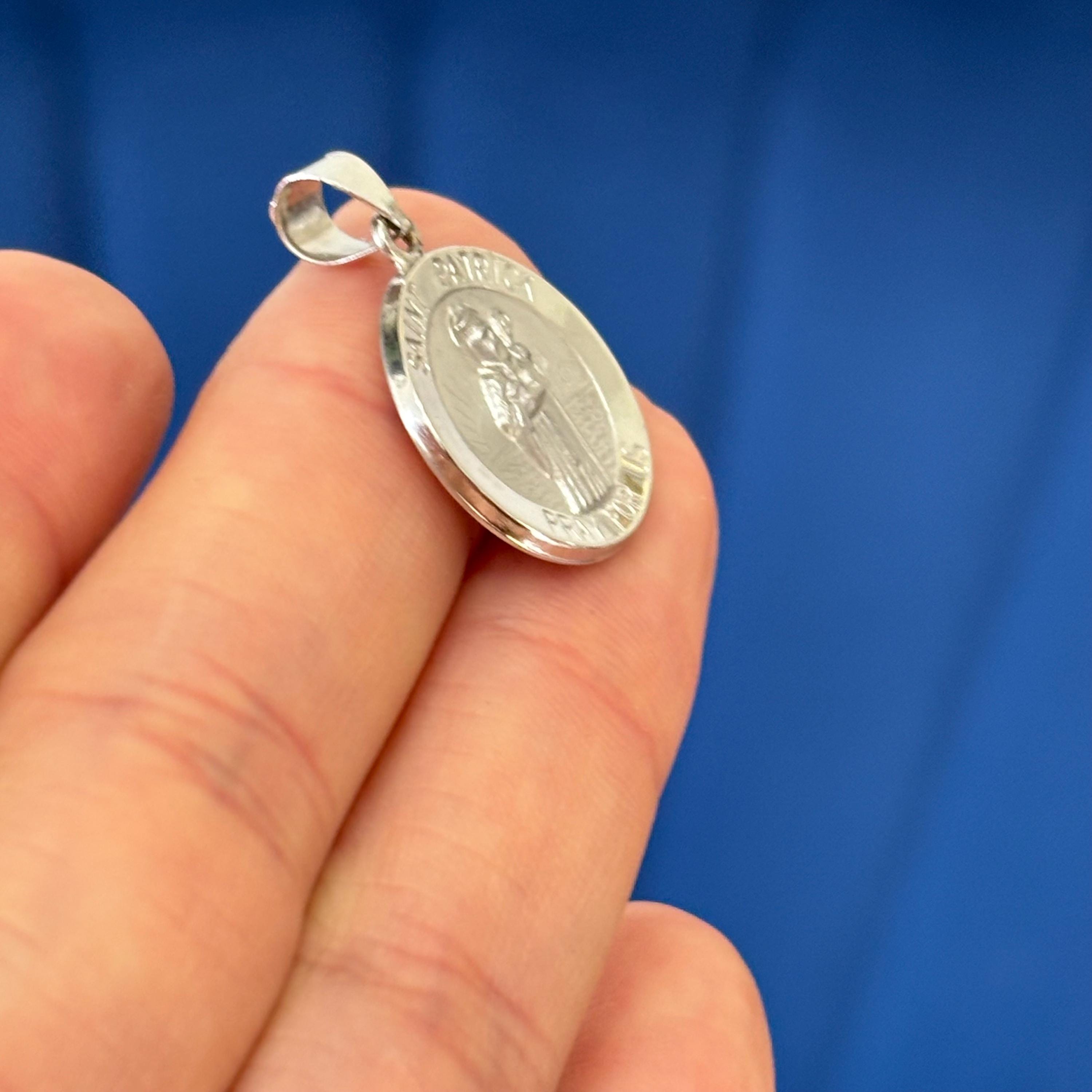 14K White Gold St Patrick Round Medal