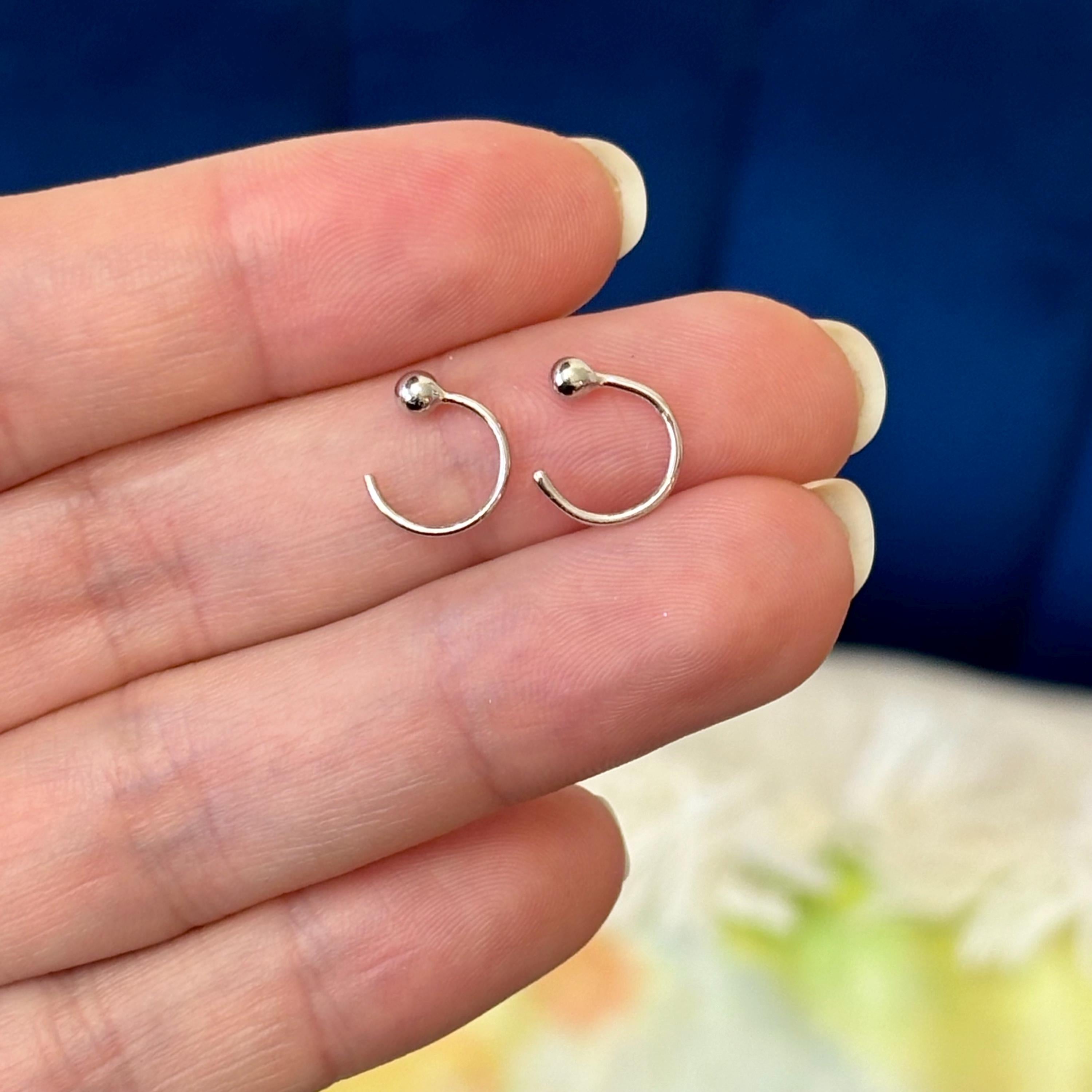 Sterling Silver Rhodium-plated Non-pierced Ball Pair of Cuff Earrings