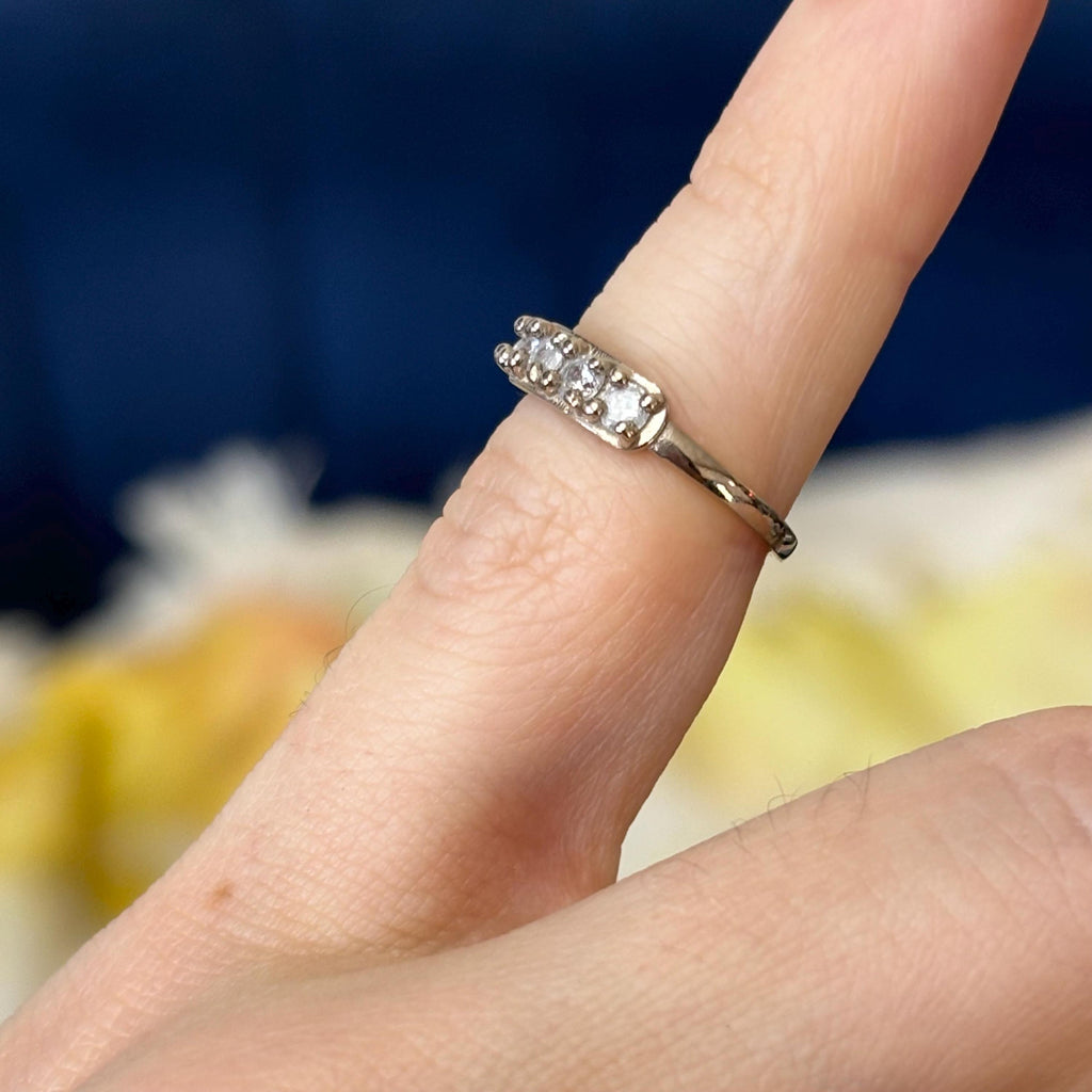 14k White Gold CZ Open Toe Ring