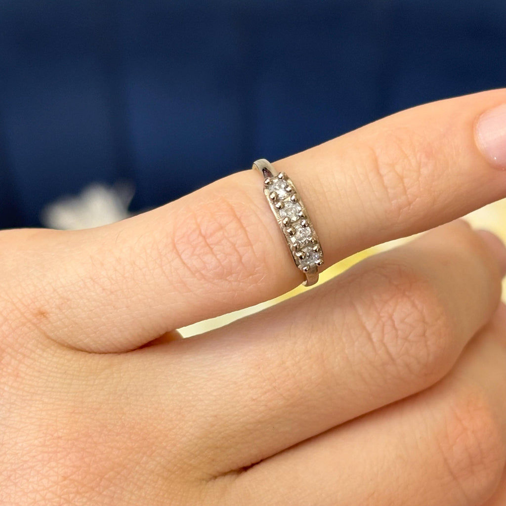 14k White Gold CZ Open Toe Ring